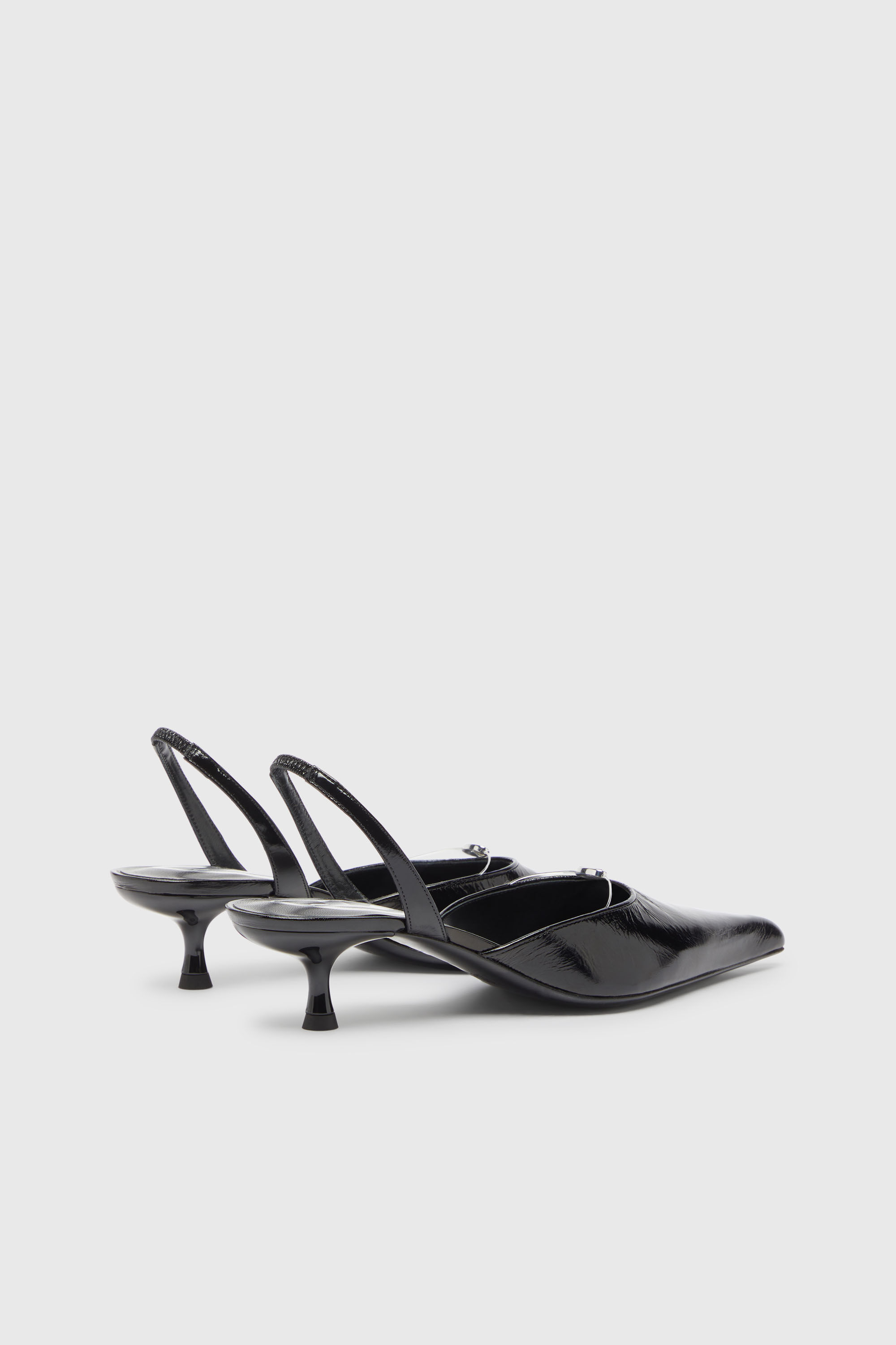 Diesel - D-JEWELS 40 D'OR, Woman's D-Jewels - Leather slingbacks with Oval D jewel in Black - 3
