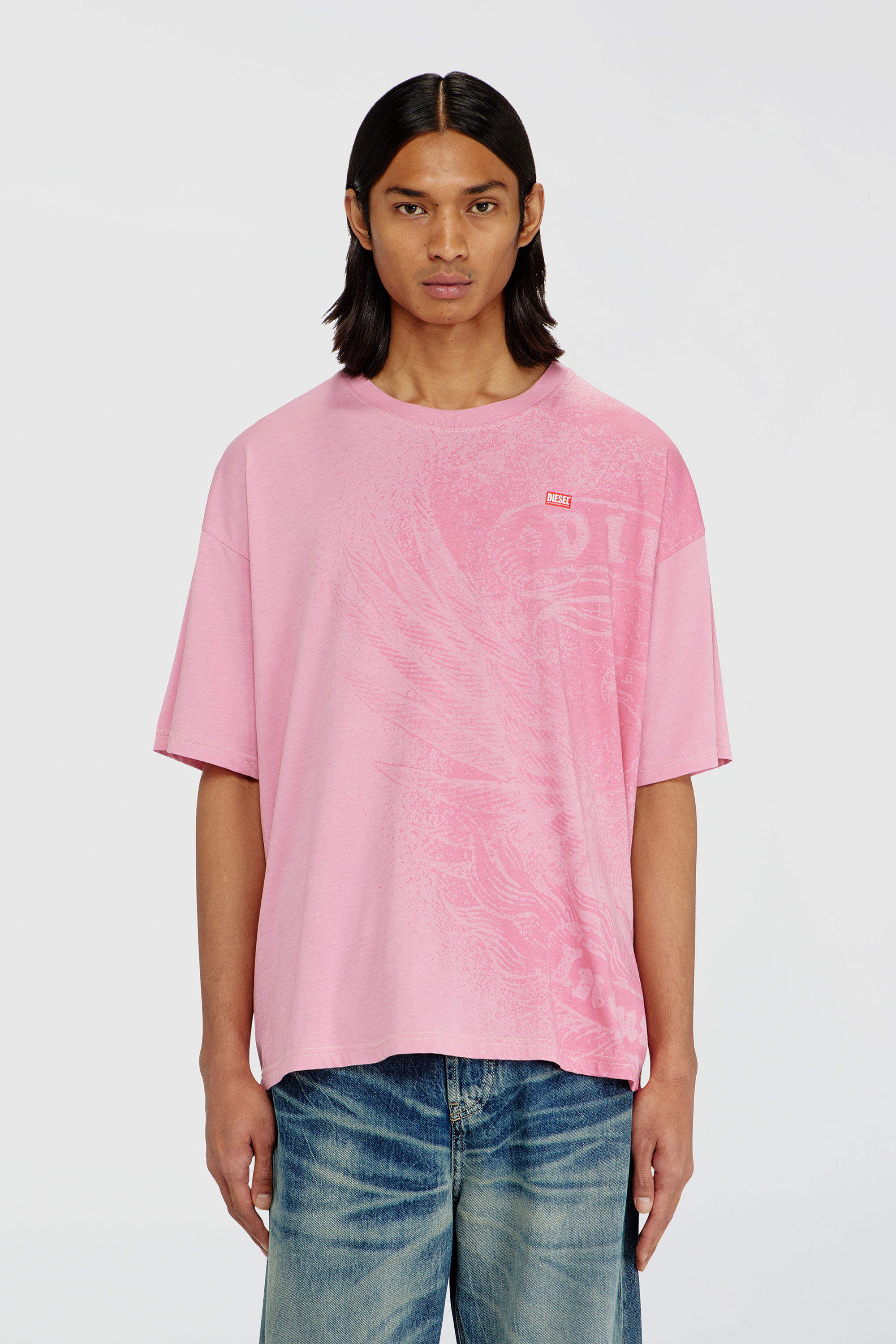 Diesel - T-BOXT-AA3, Man's Relaxed T-shirt with pigment prints in Pink - 3