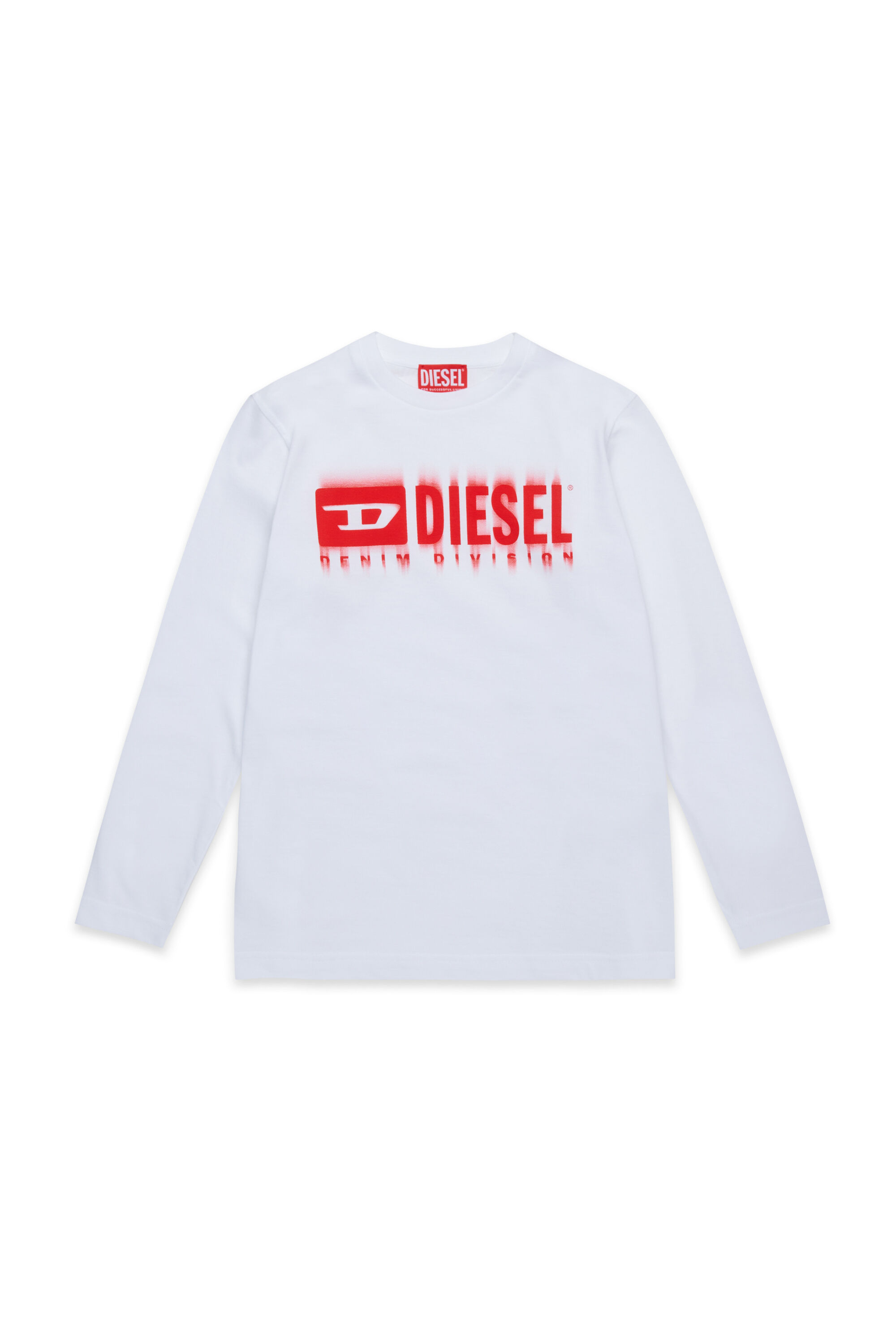 Diesel - TDIEGORL6LS, Man's Long sleeved T-shirt with smudged logo in White - 1