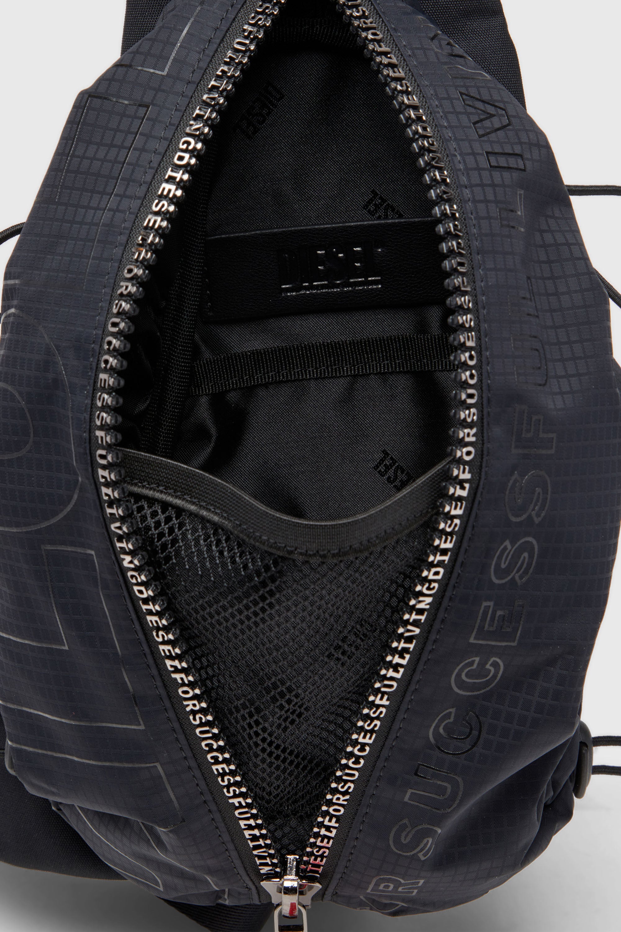 Diesel - ZIP-D CROSSBODY X, Man's Zip-D-Sling bag in check-jacquard shell in Black - 3