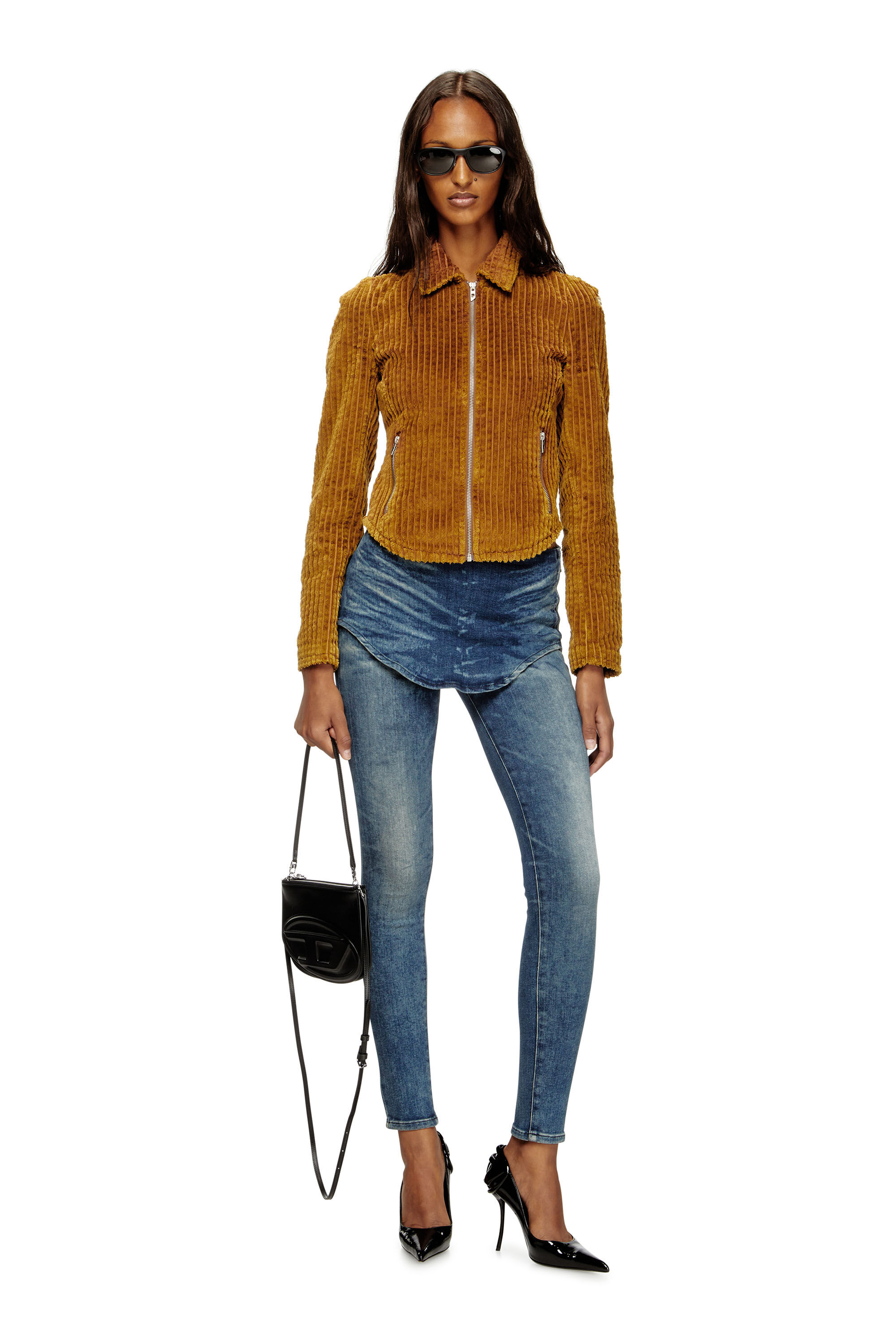 Diesel - G-ENEA, Woman's Shirt-jacket in cotton corduroy in Brown - 1