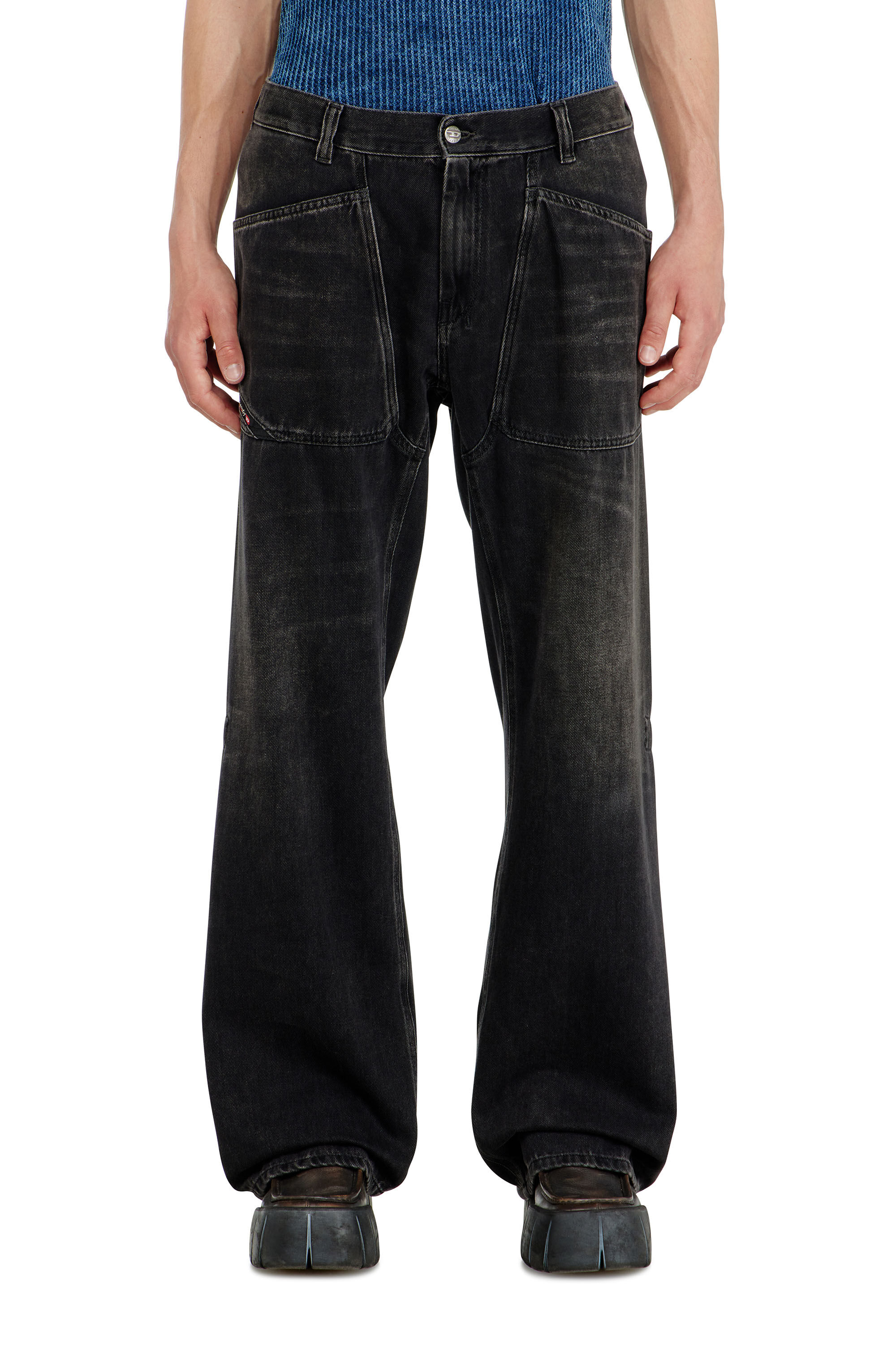 Men's Relaxed Jeans | Regular Waist D-ZetaBlack/Dark grey | Diesel LU