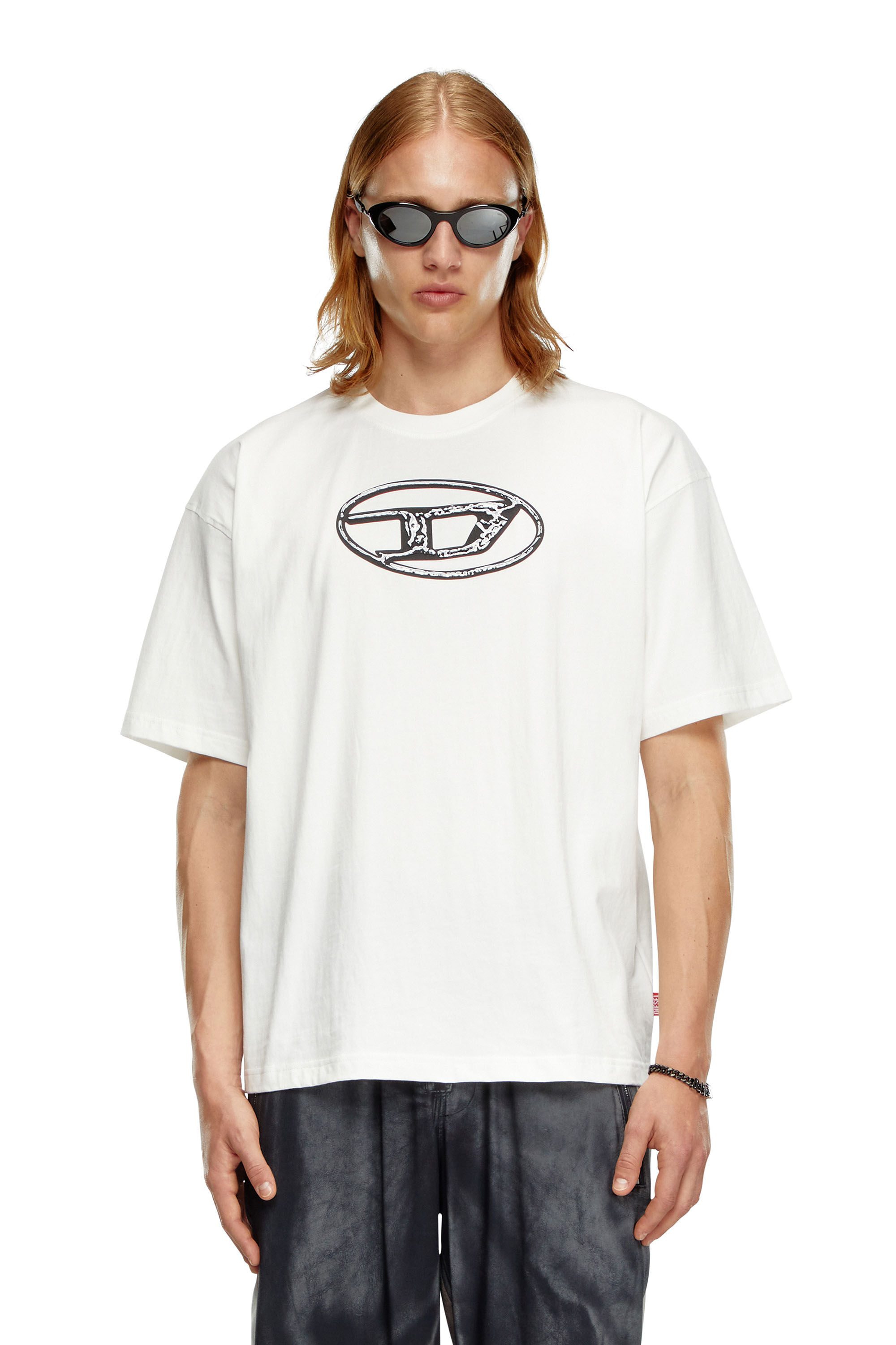Tシャツ・カットソー DIESEL Men T Shirts A166720AIJU141 White Men's T-shirt with inside-out effect | White | Diesel
