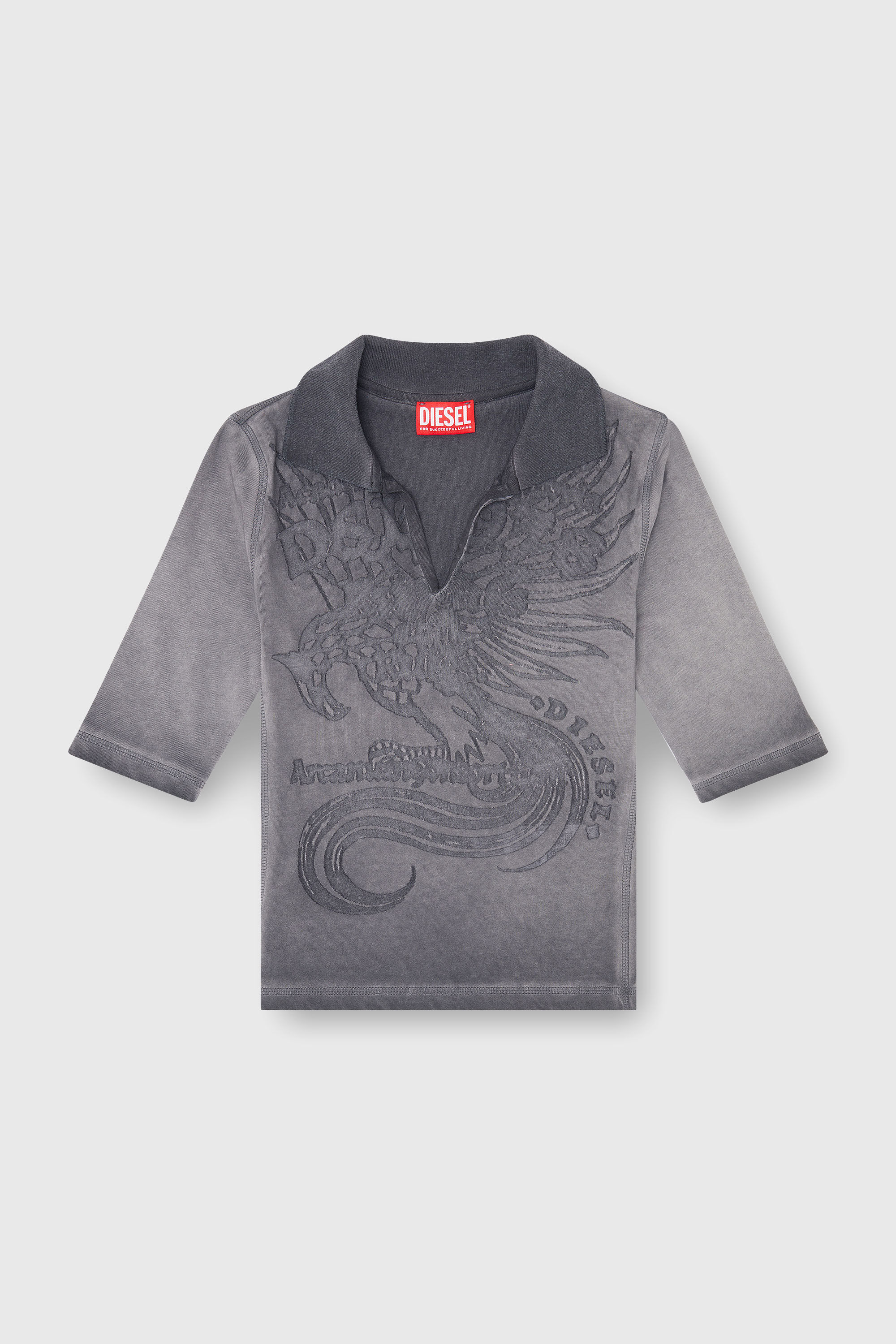 Diesel - T-BEA, Woman's Slim polo with d&eacute;vor&eacute; print in Grey - 2