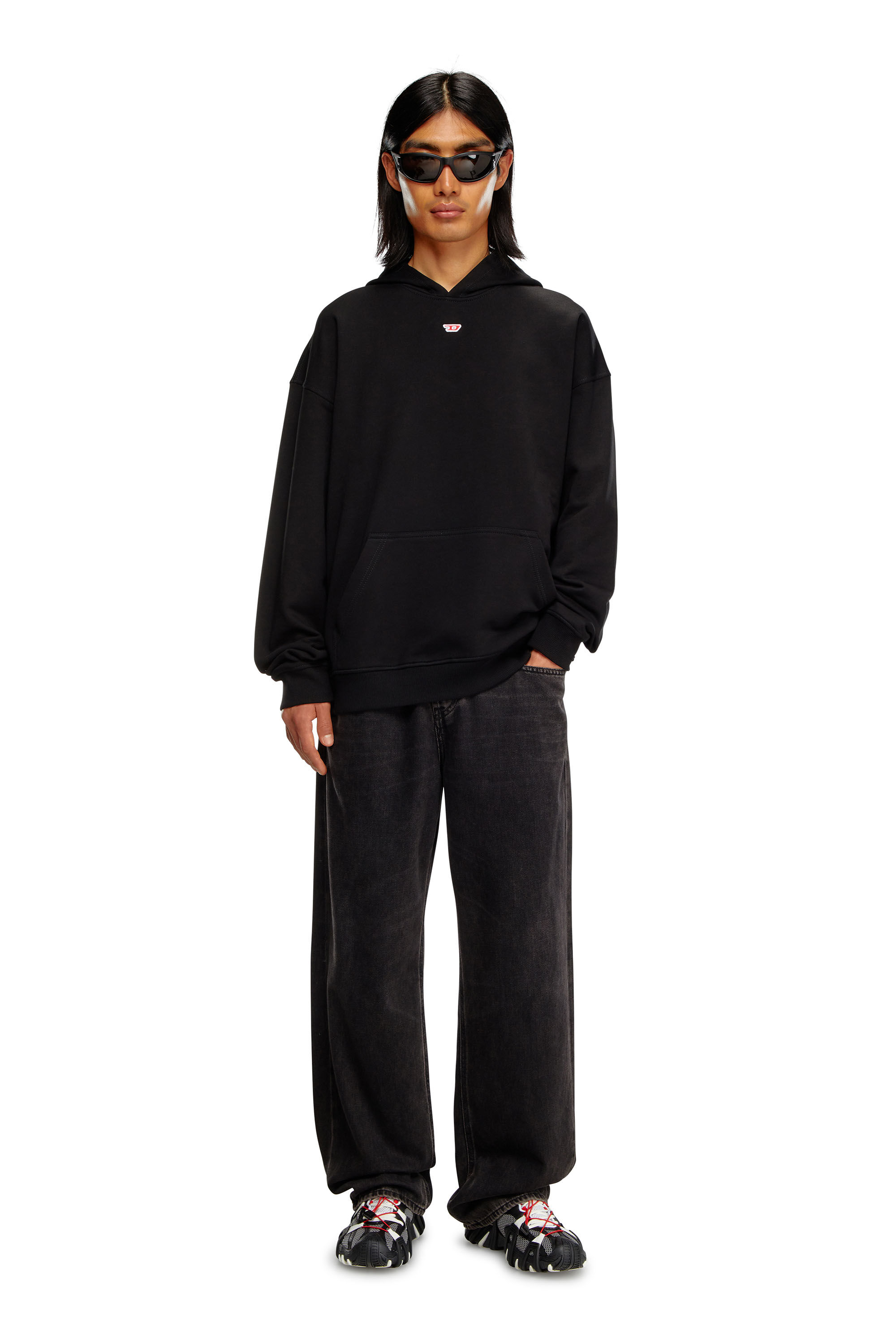 Diesel - S-BOXT-HOOD-D, Man's Hoodie with D logo patch in Black - 1