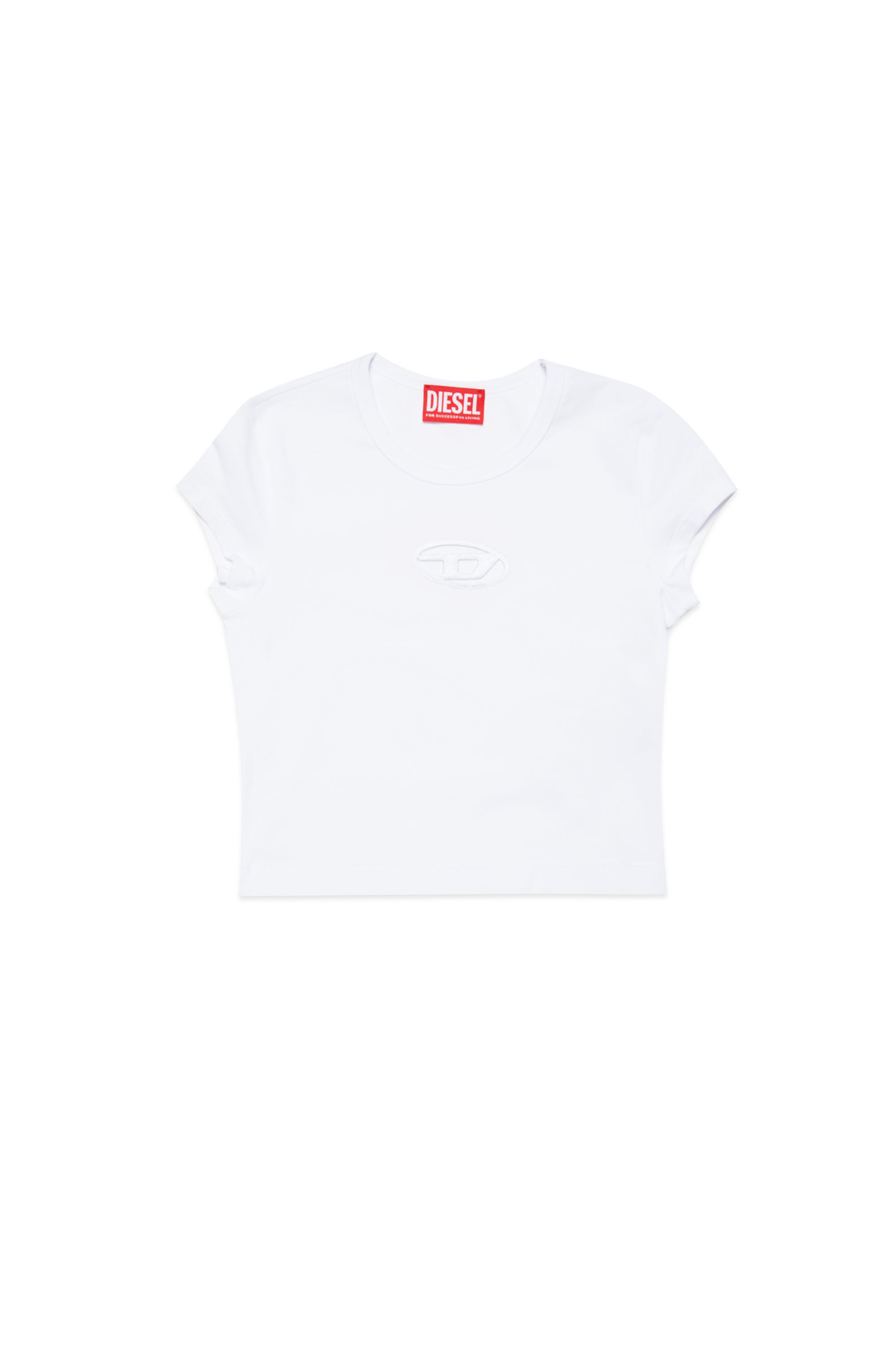 T-shirt with cut-out Oval D logo | White | 4-16 YEARS Girls