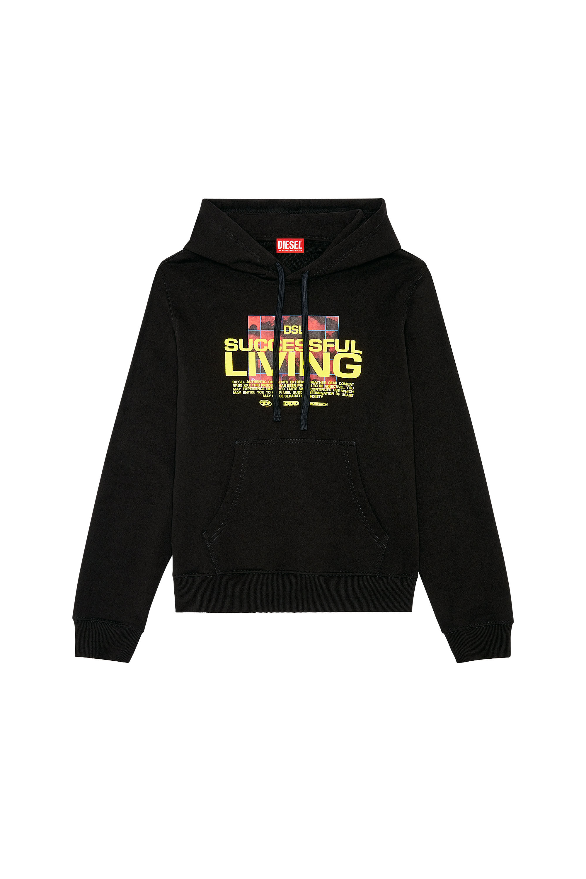 直営店☆DIESEL☆SALE! S-GINN-HOOD-N 袖ロゴ パーカー/ BLACK Men's Hoodie with puffy lettering | Black | Diesel