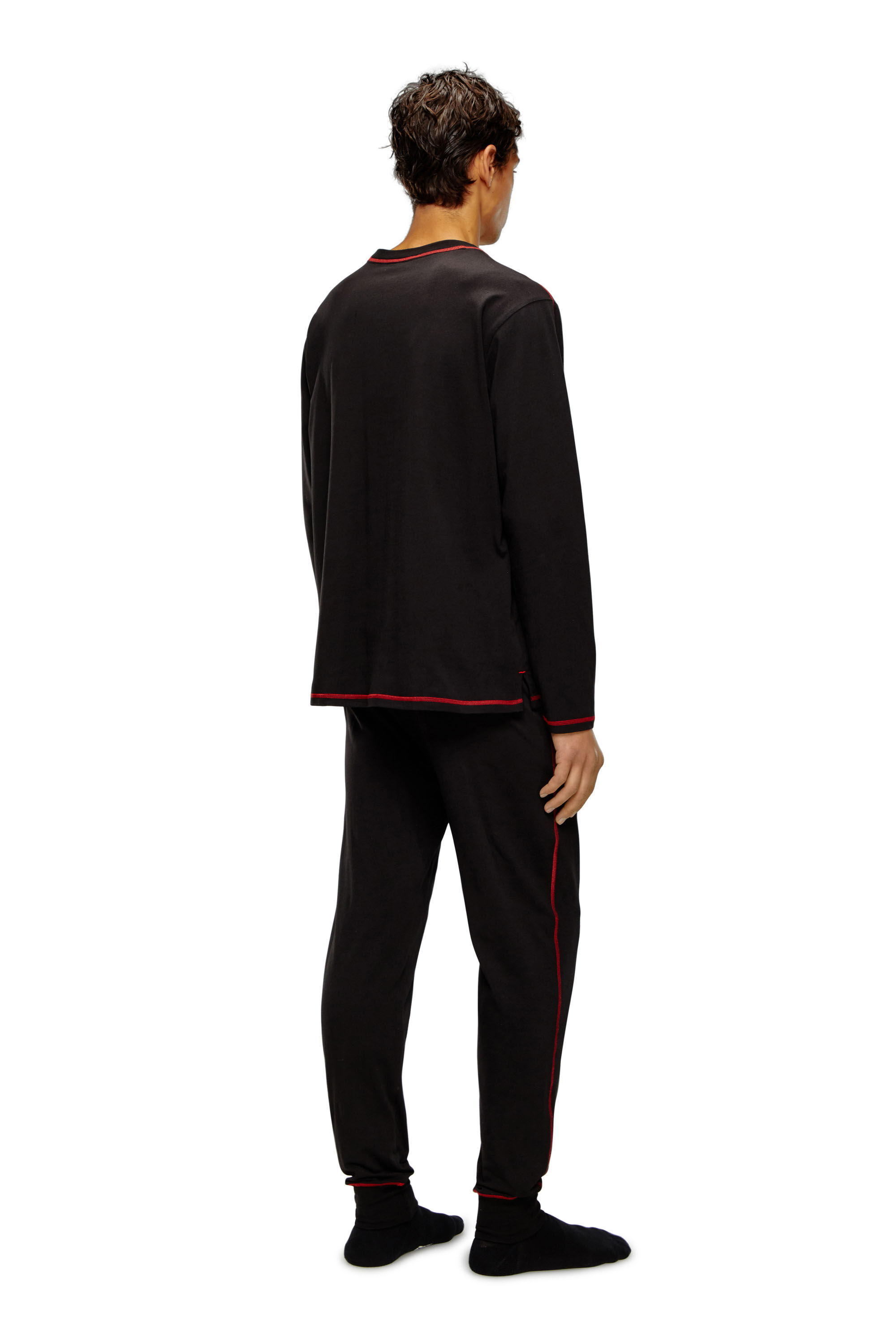 Diesel - UMSET-WILLONG, Man Long pyjamas with contrast stitching in Black - Image 3