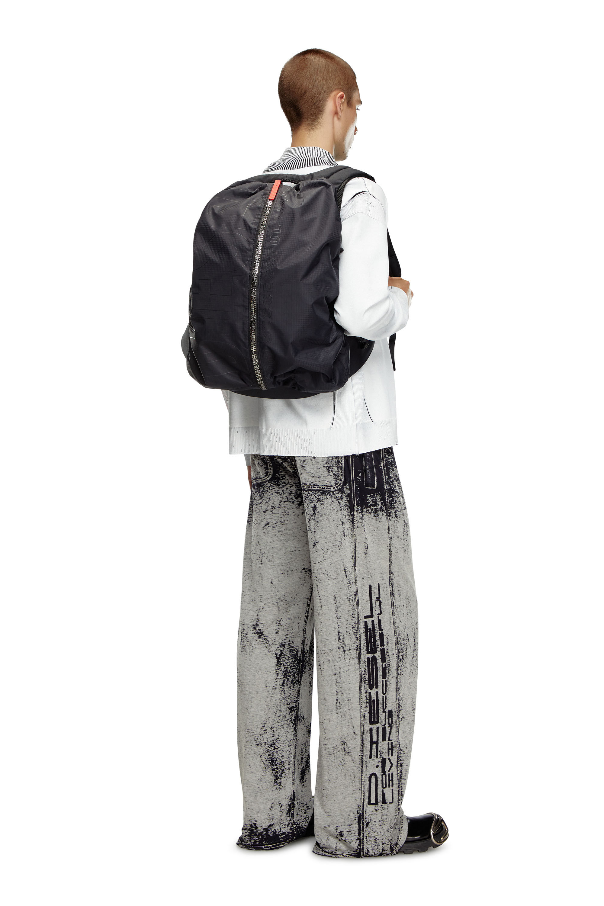 Men's Zip-D-Backpack in check-jacquard shell | Black | Diesel