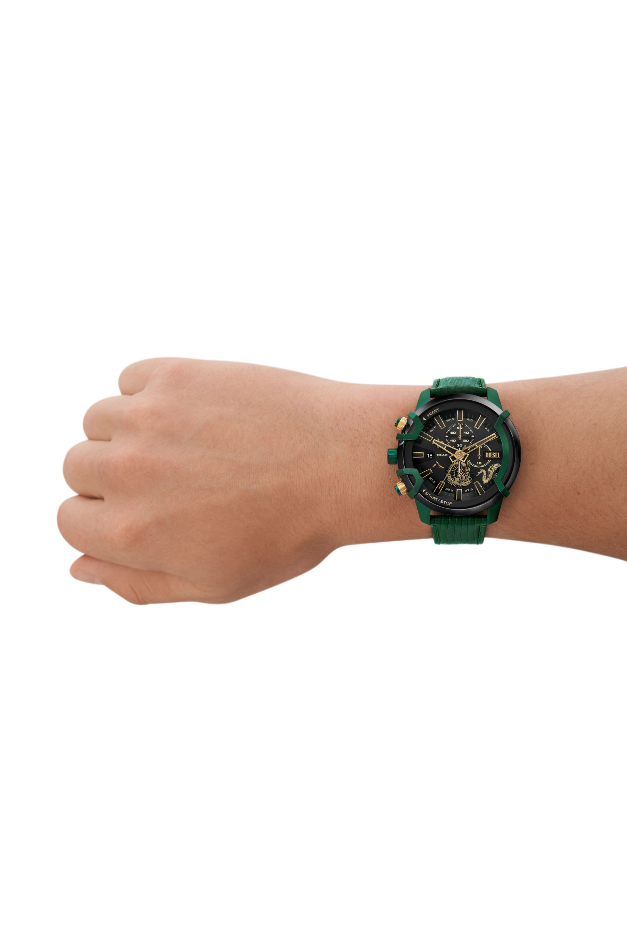 Men's Griffed chronograph green leather watch | Green | Diesel