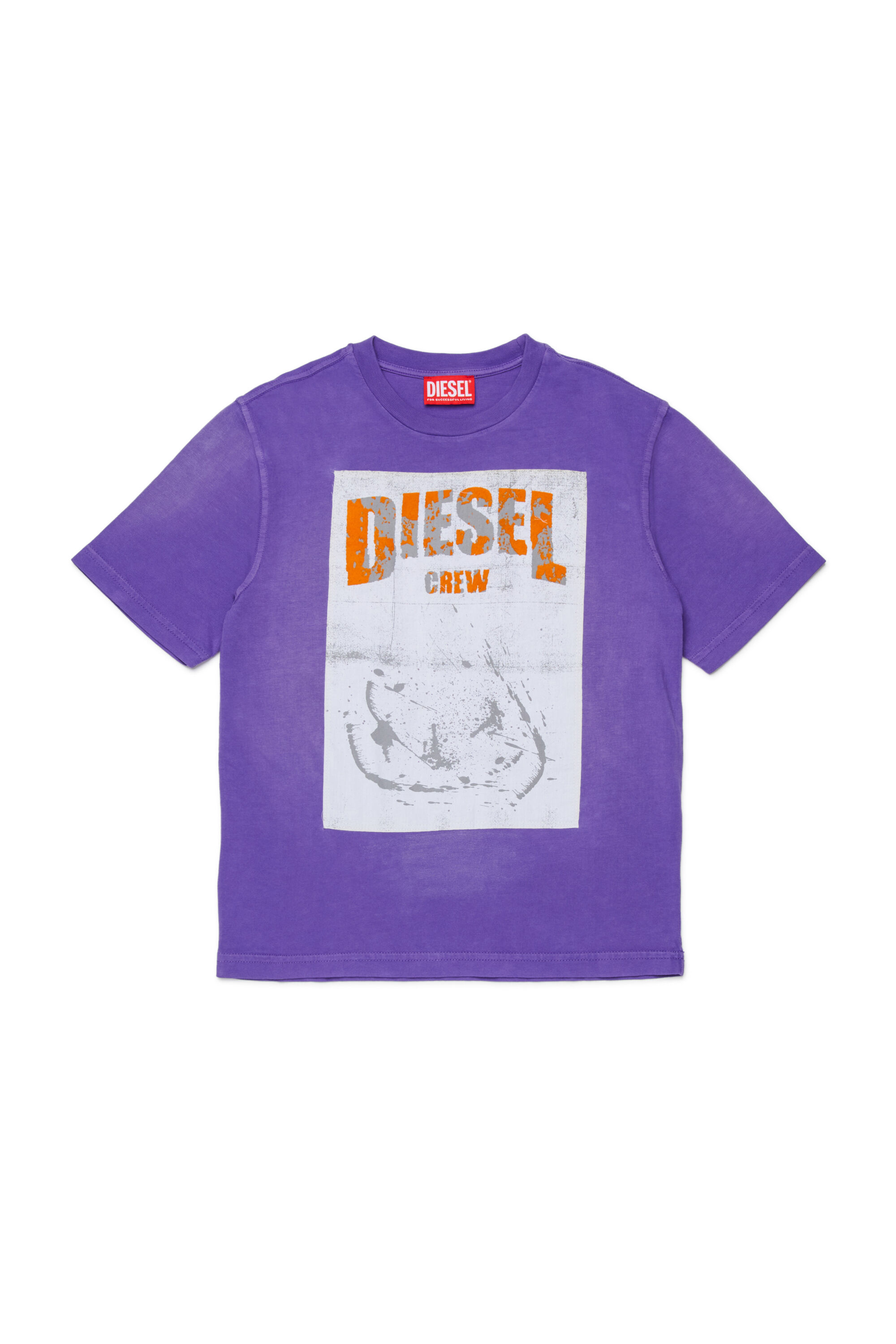 Diesel - TBERS OVER, Man's Cotton T-shirt with flocked Diesel graphic print in Violet - 1