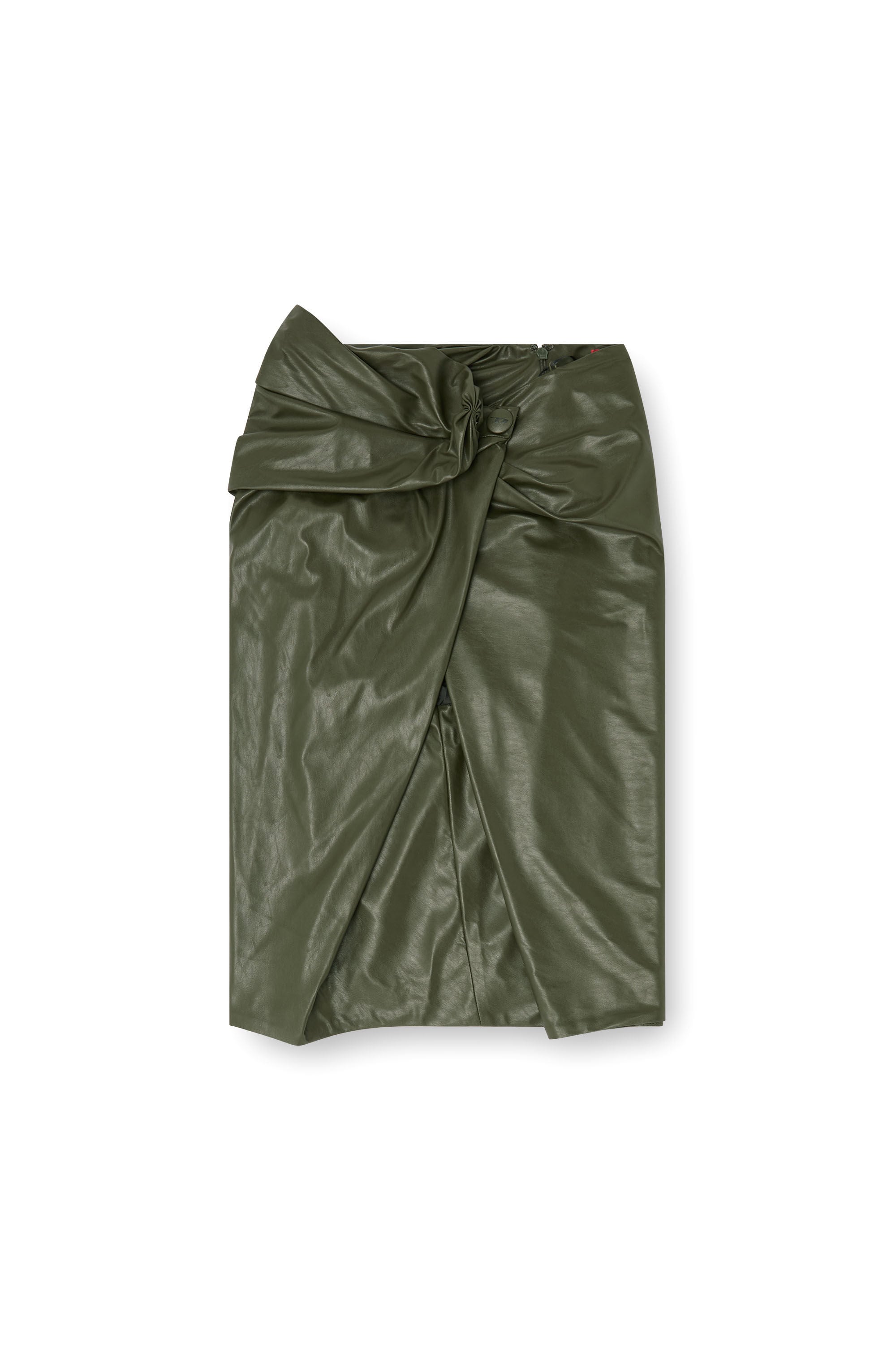 Diesel - O-DASLI, Woman's Draped pencil skirt with split in Green - 2