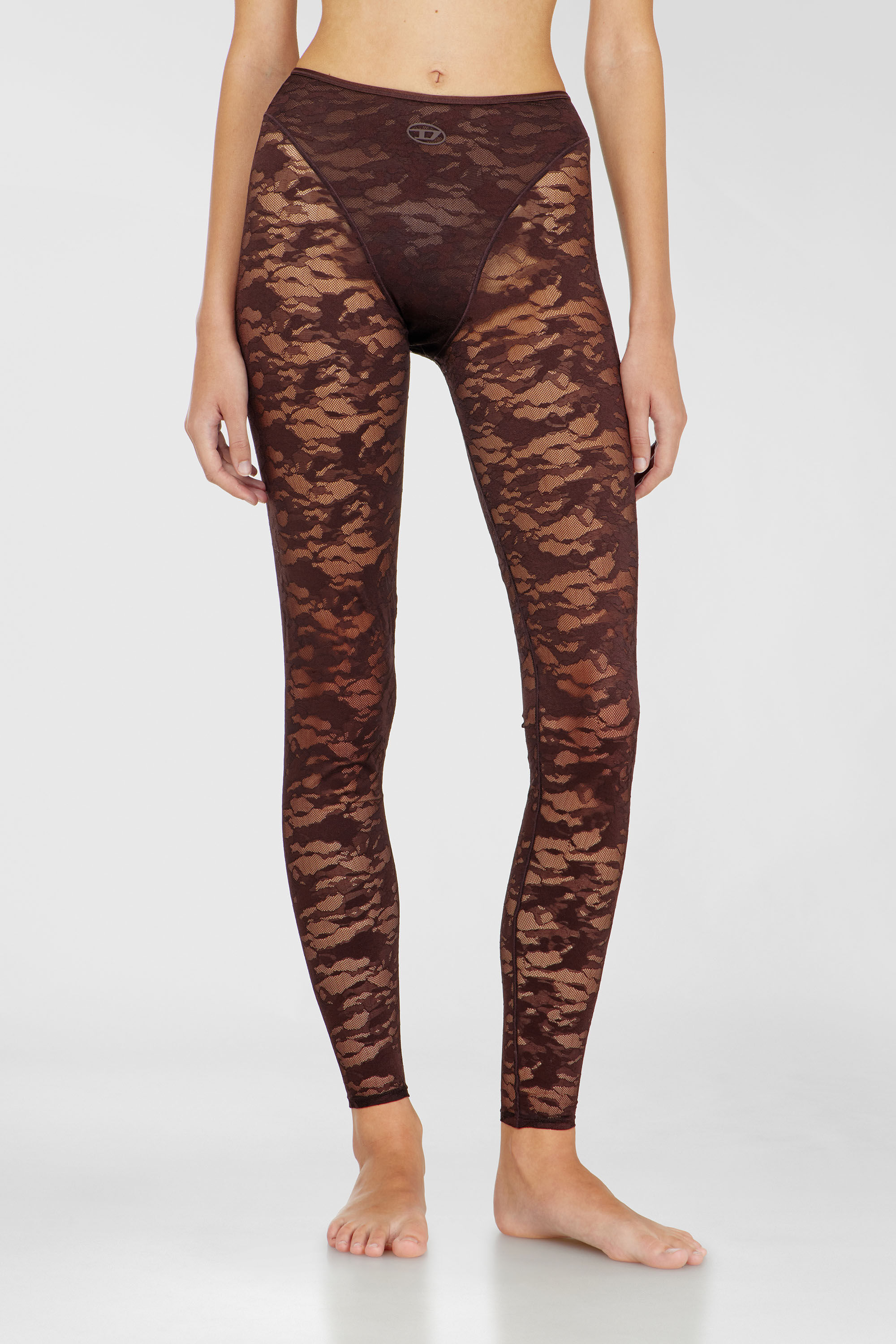 Diesel - HAYLEY-UTLT, Woman's Leggings in nylon camouflage lace in Dark Brown - 3