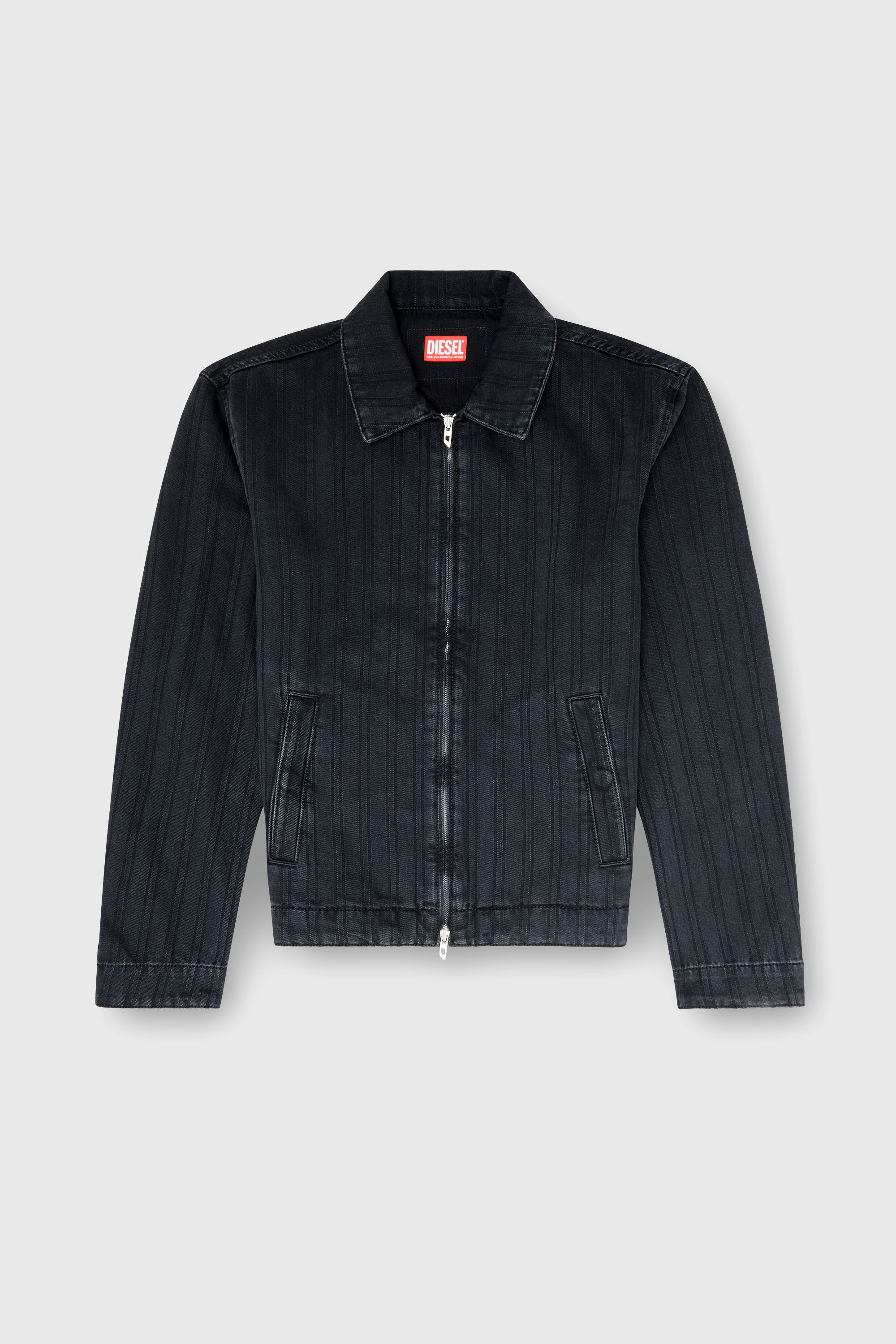 Diesel - D-ROHE, Man's Jacket in pinstripe denim in Black - 2