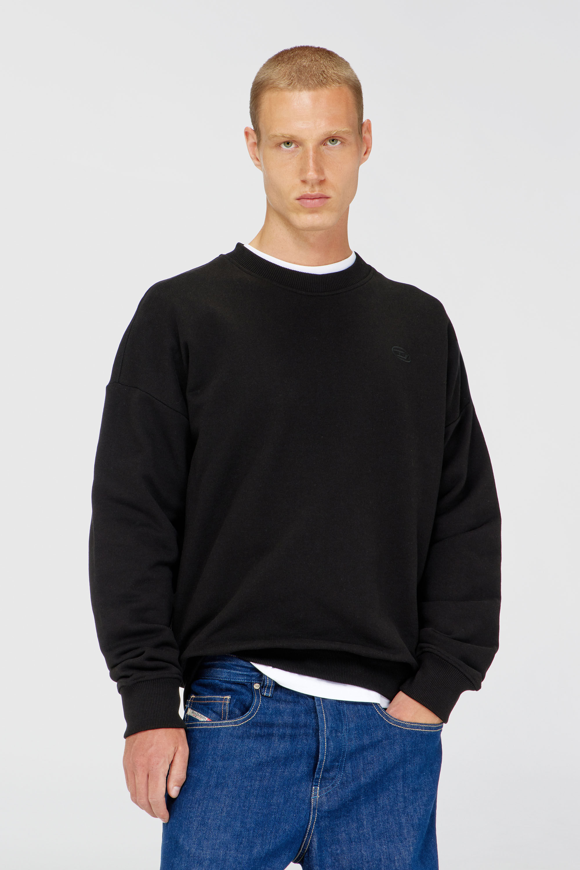 Diesel - S-ROB-MEGOVAL-D, Man's Sweatshirt with logo embroidery in Black - 3