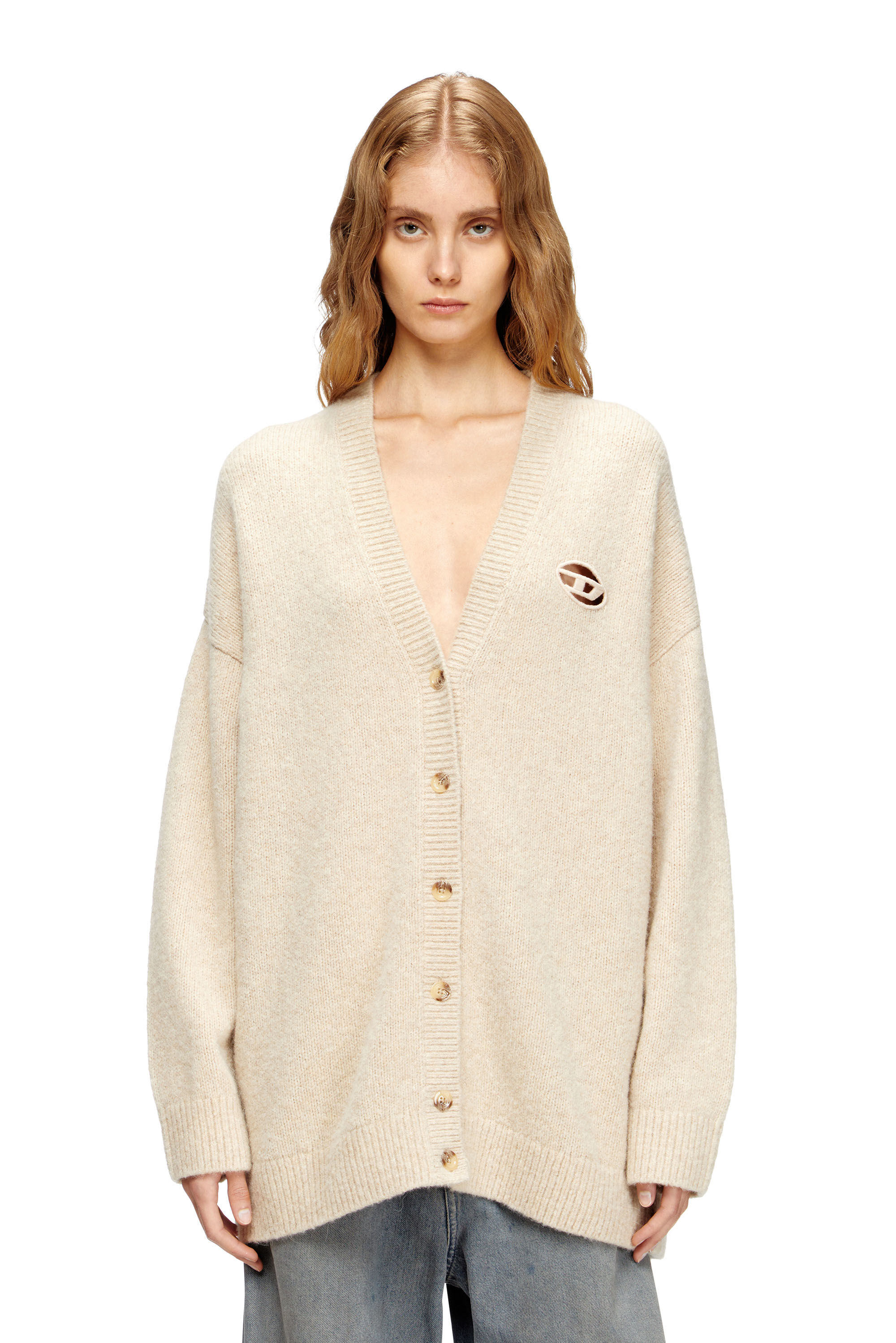 Diesel - M-AREELA, Woman's Cardigan in wool and alpaca blend in Beige - 3