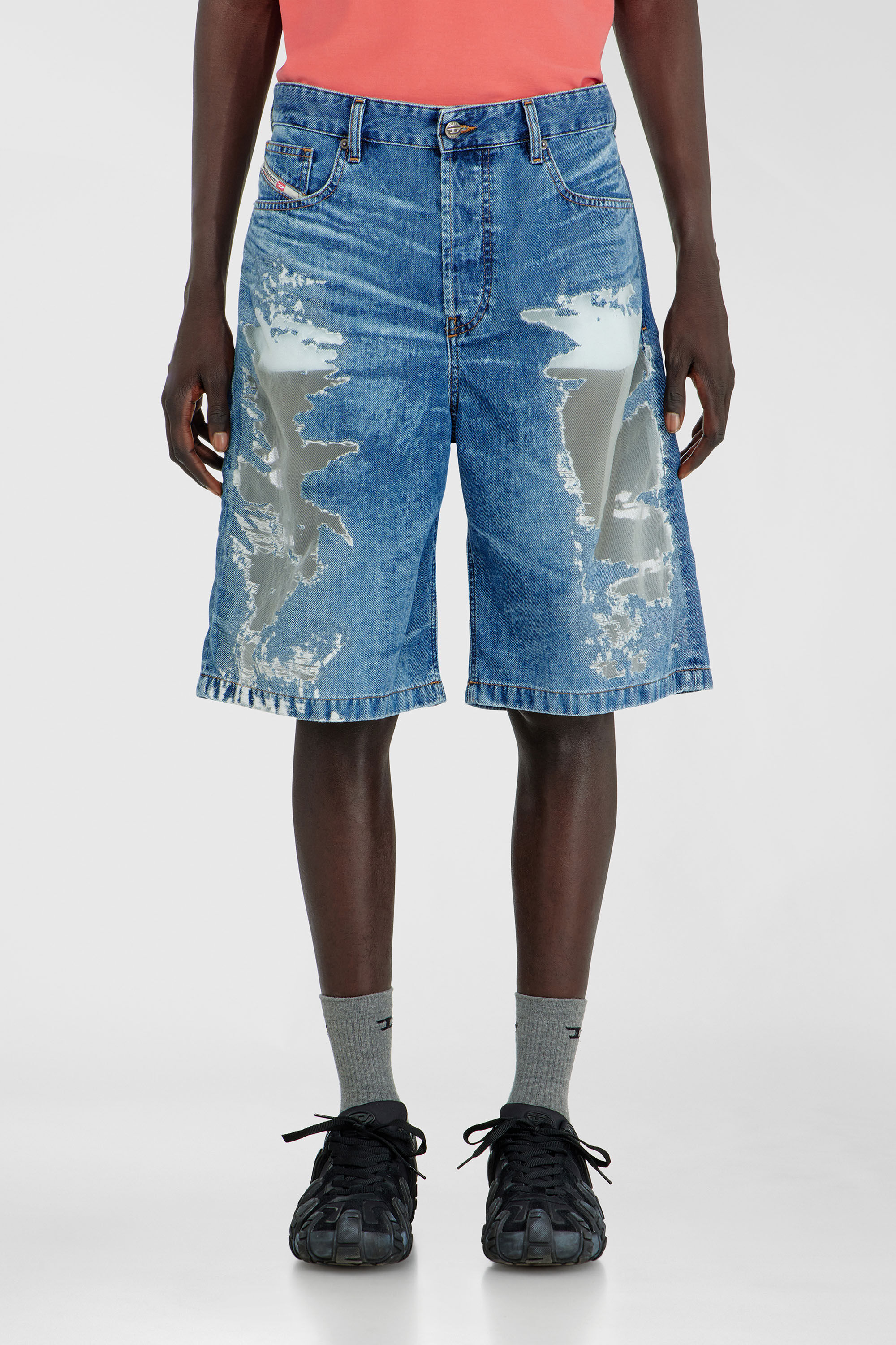 Diesel - PR-DE-SIRE-SHORT, Unisex's Shorts in devor&eacute; denim in Medium blue - 3