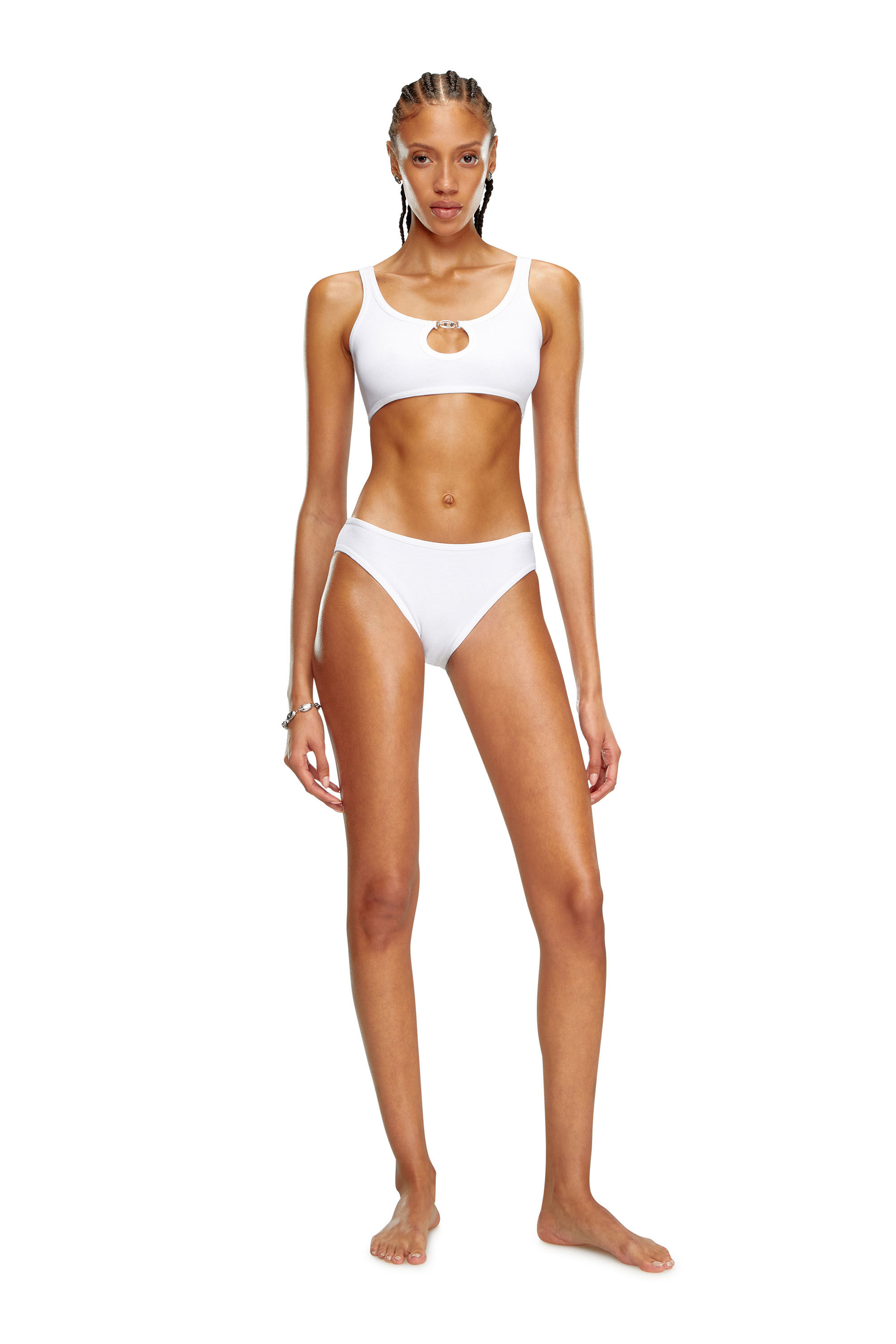 ブラジャー DIESEL | UFSB-ORIBA BRA WHITE A13122 0NJAP 100 Women's Ribbed bralette with Oval D plaque | White | Diesel