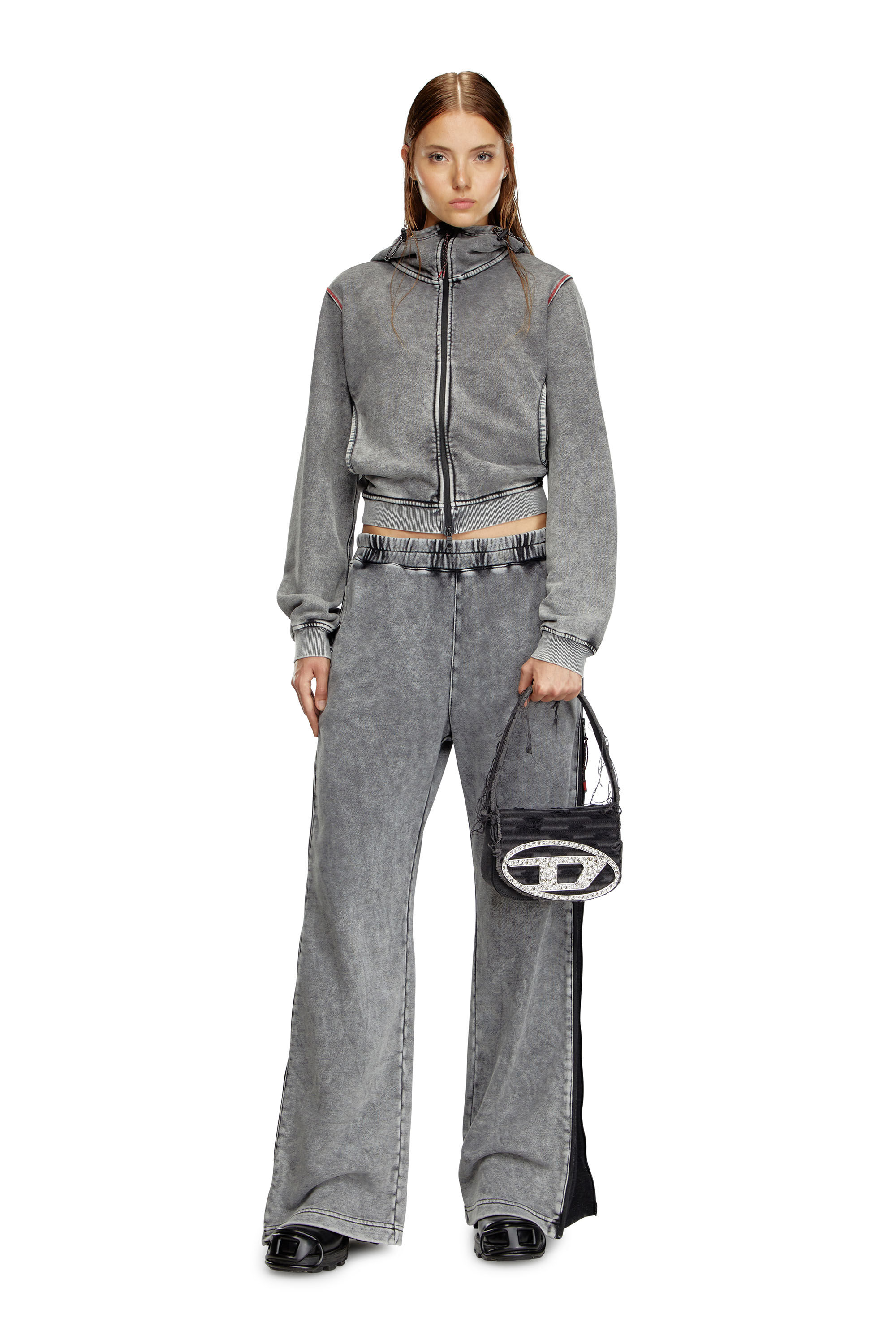 Women's 1DR-Iconic shoulder bag in canvas and leather | Black | Diesel