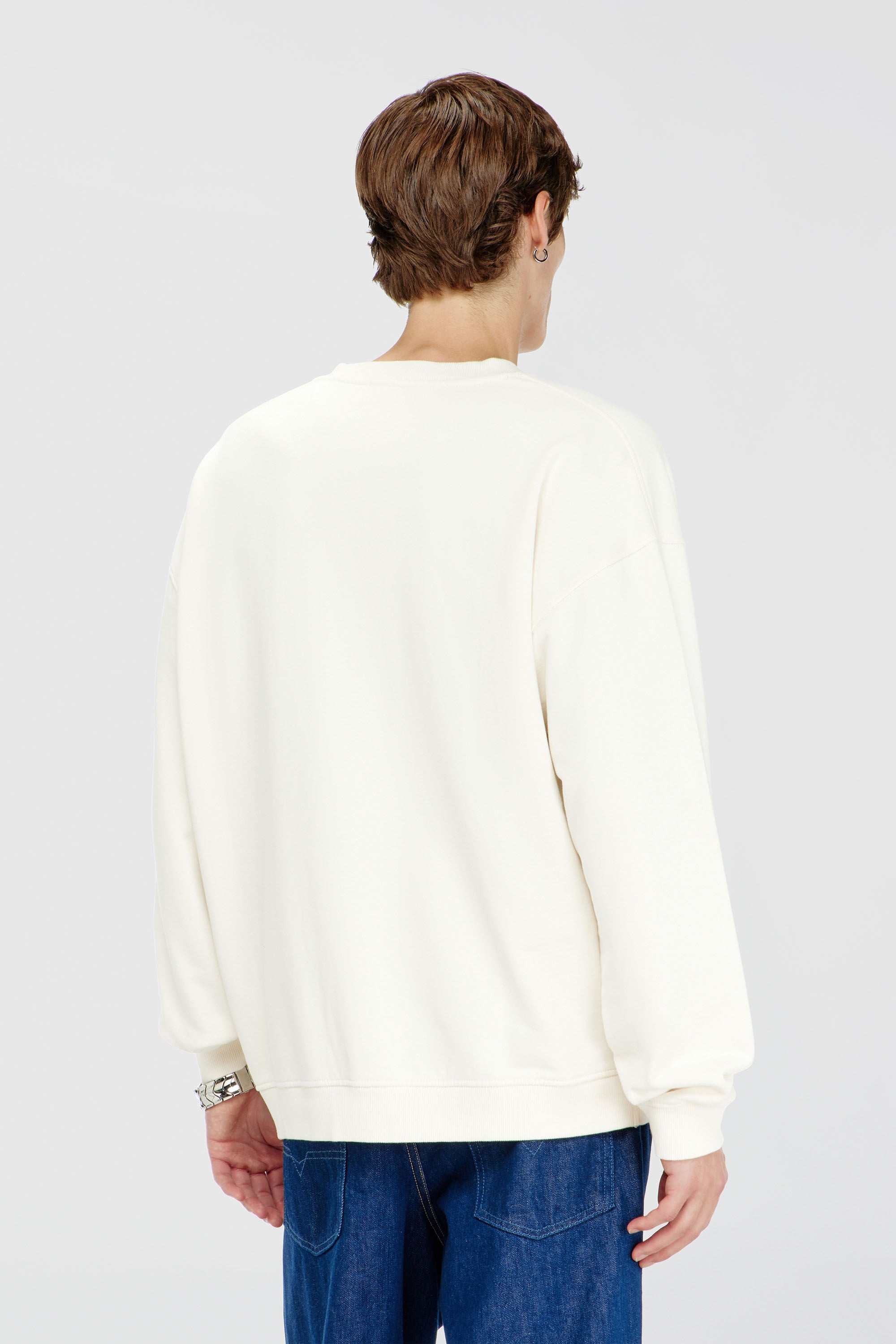 Diesel - S-BOXT-N5, Man's Cotton sweatshirt with flocked Oval D in Black/White - 4