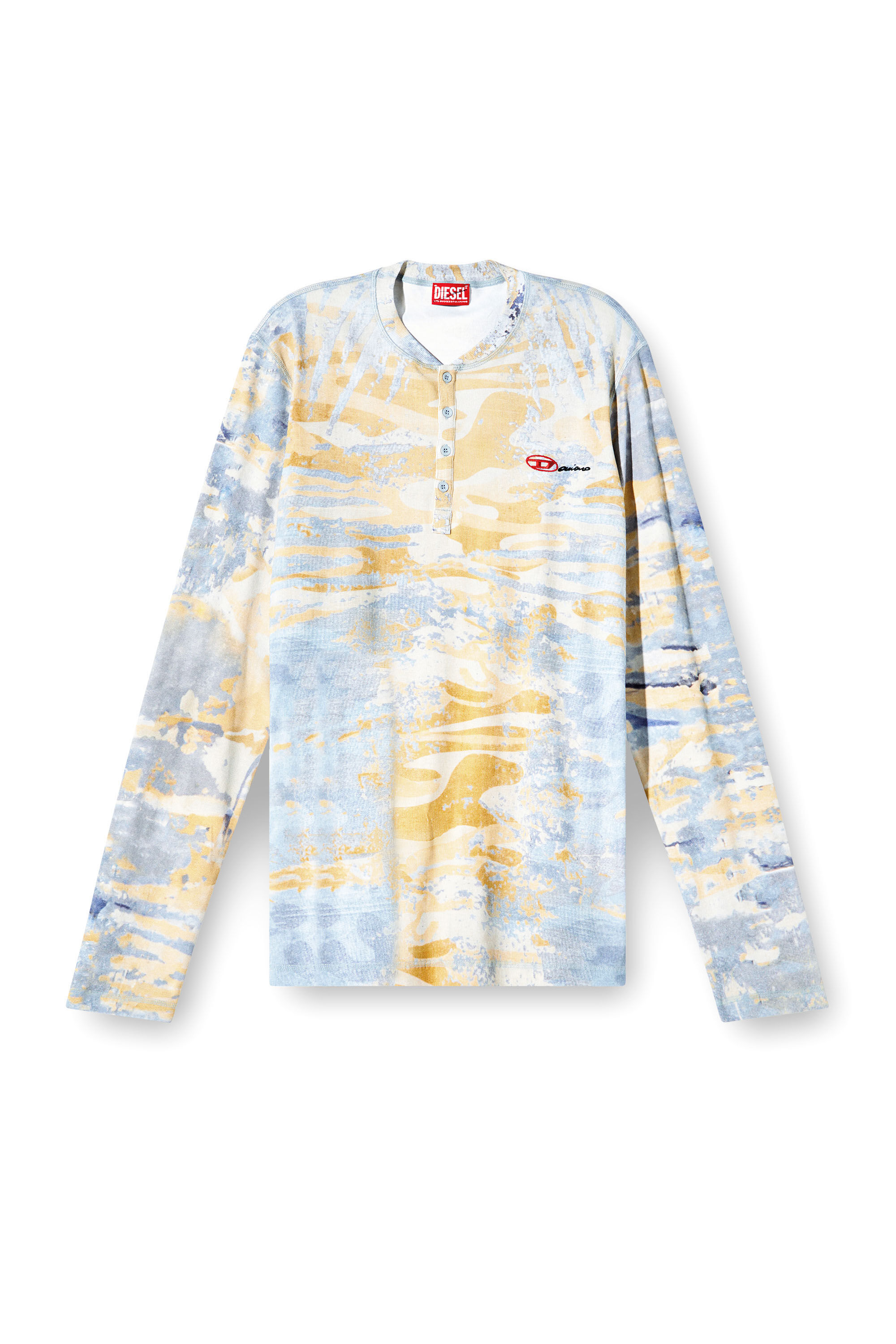 Diesel - T-JUSER-DD, Unisex's Henley top with camo print in Blue/Yellow - 2
