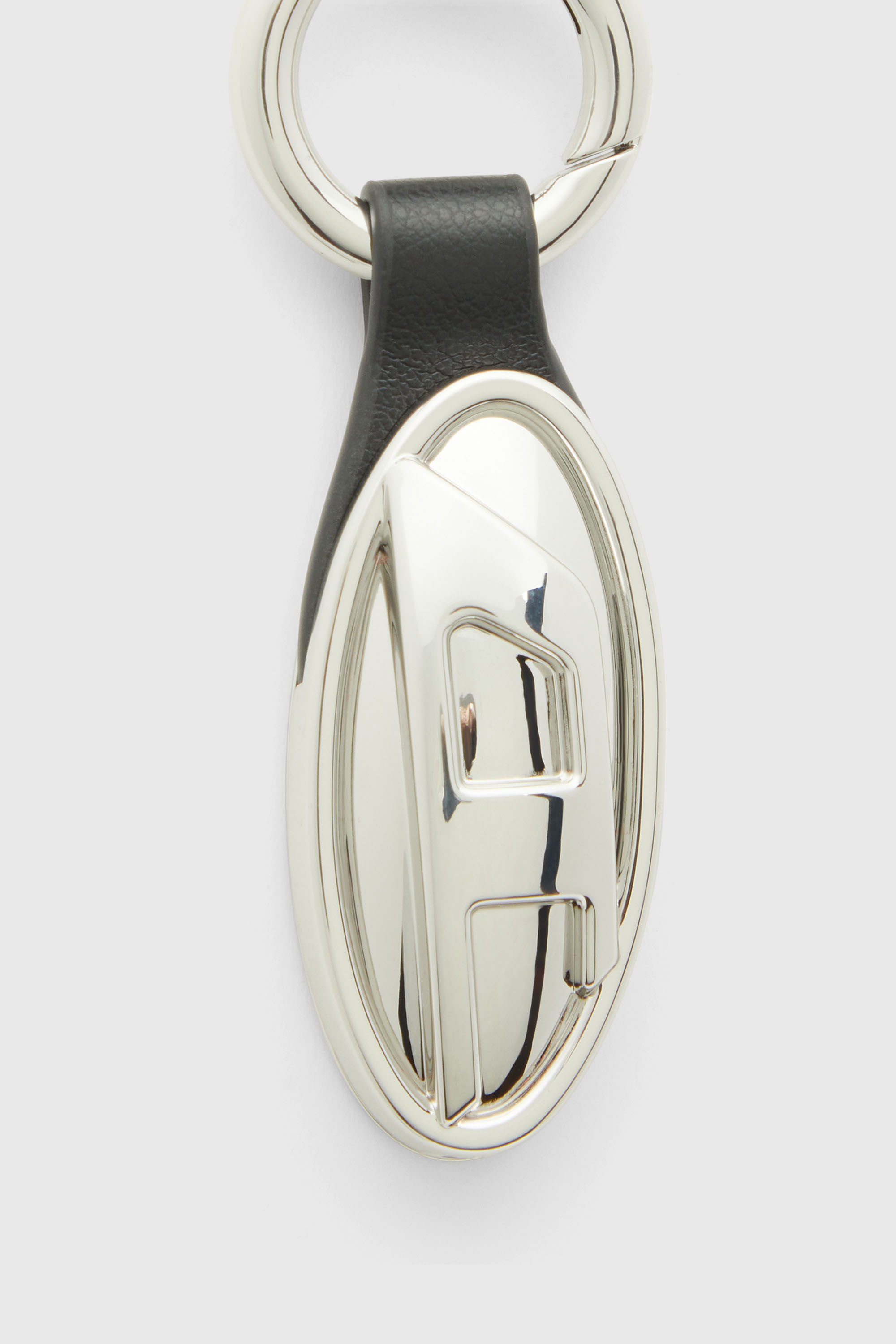 Diesel - GRAB-D 2.0 CHARM, Woman's Metal keyring with oval plaque in Silver/Black - 3
