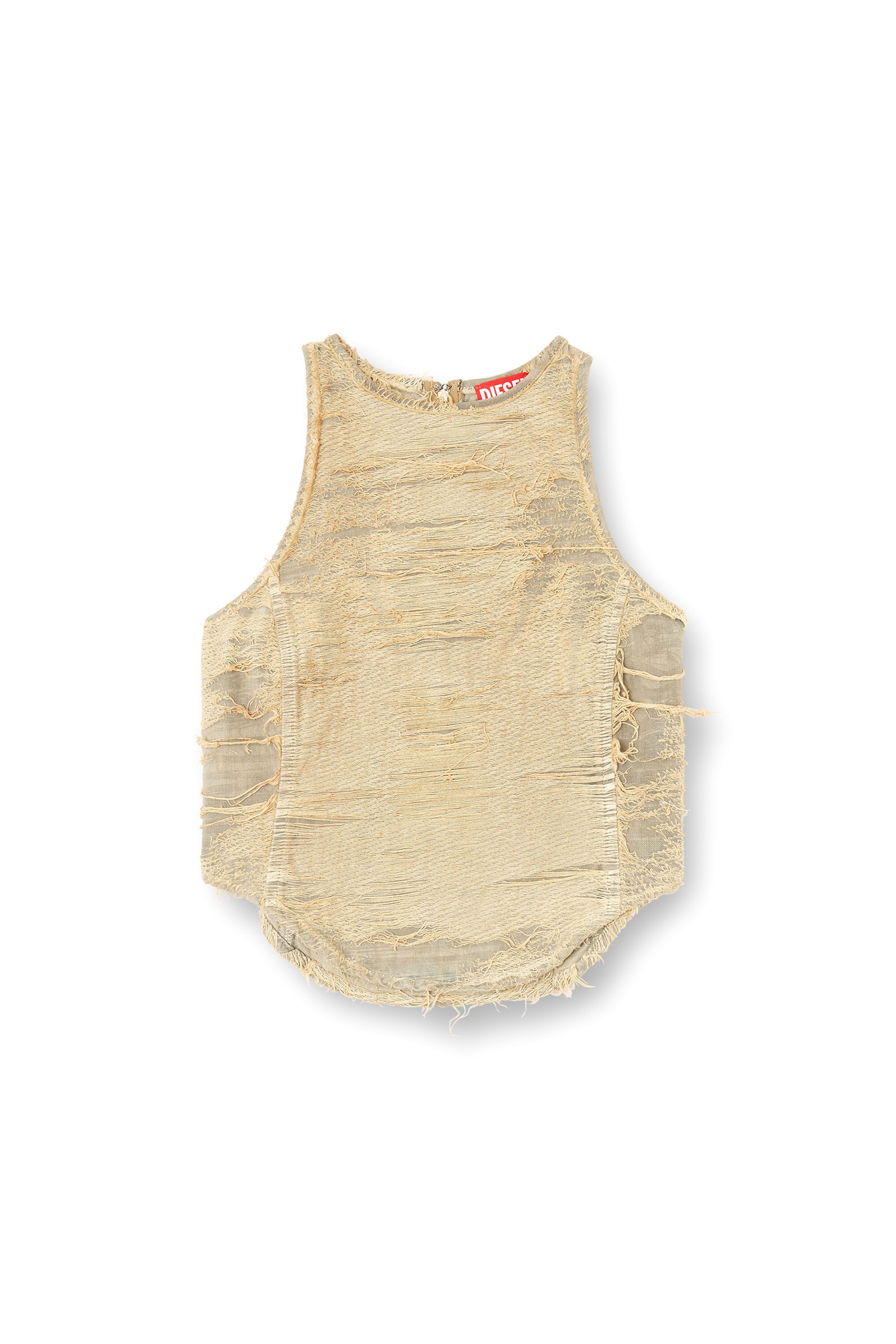 Tシャツ・カットソー DIESEL De astro fsg cotton top destroyed effect Beige Beige Top DE-ASTRO-FSG Diesel - Vitkac Canada