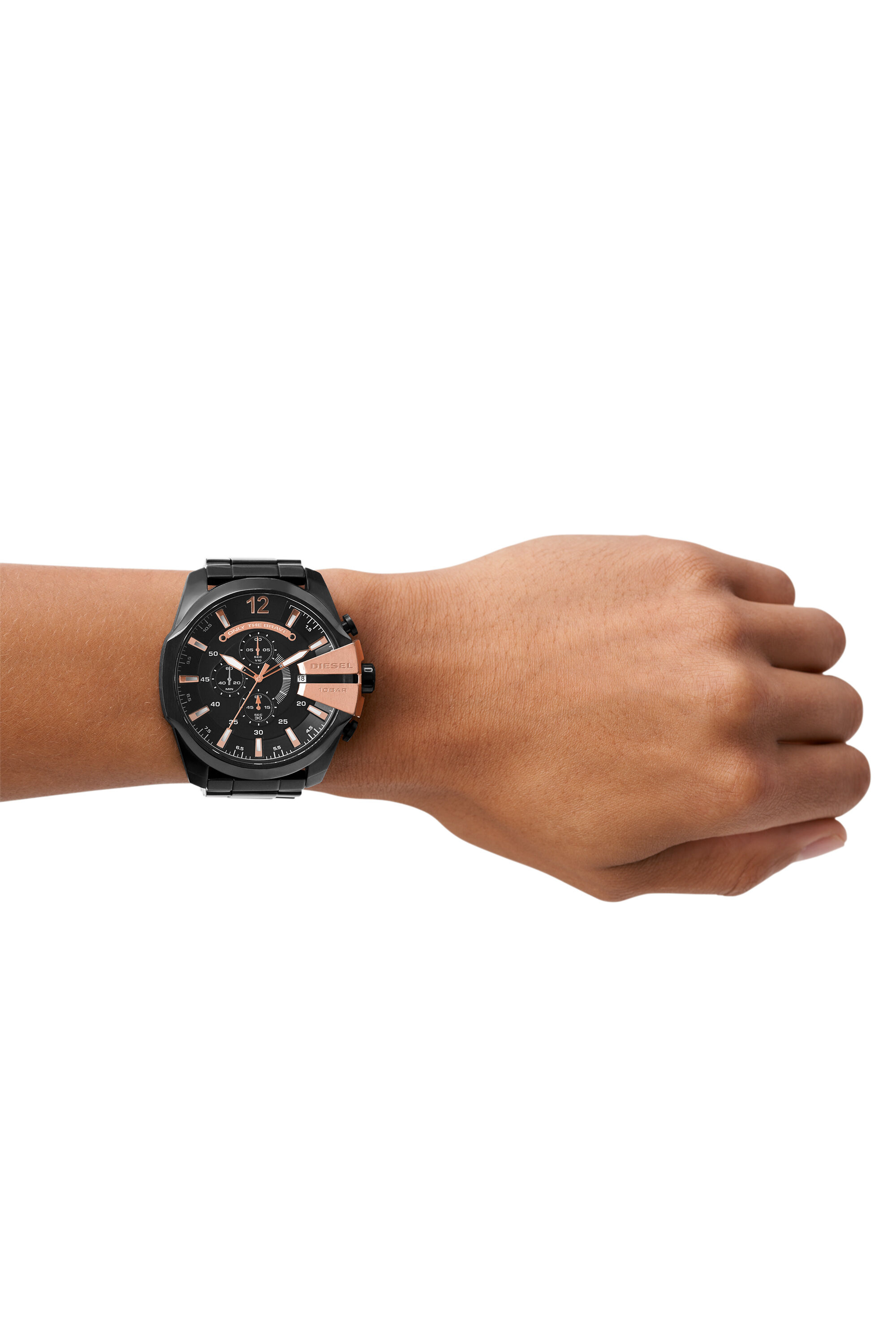 DZ4309 Man Mega Chief watch in steel with rose tone accents Diesel