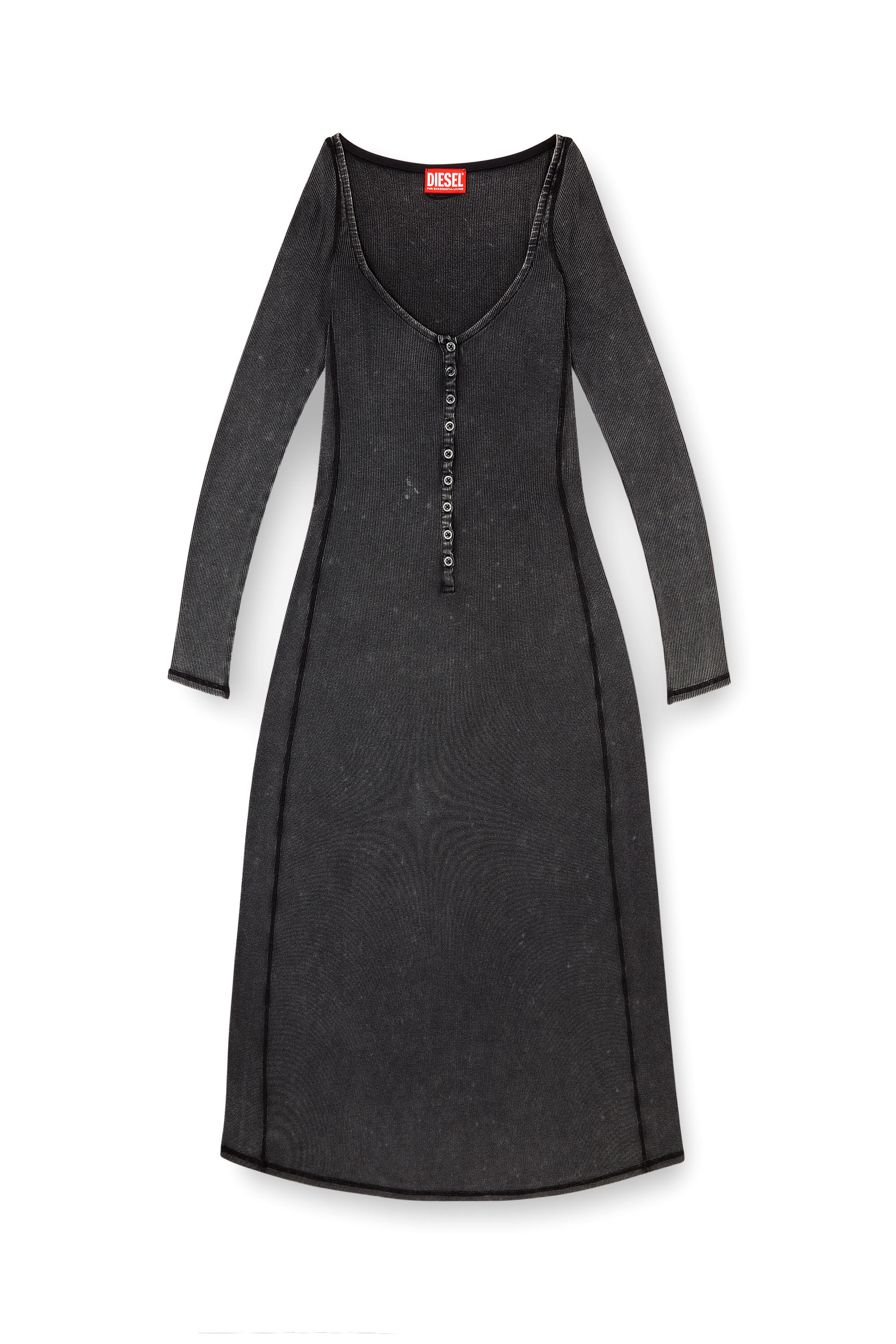 Diesel - D-LEY, Woman's Midi dress in faded ribbed jersey in null - 2