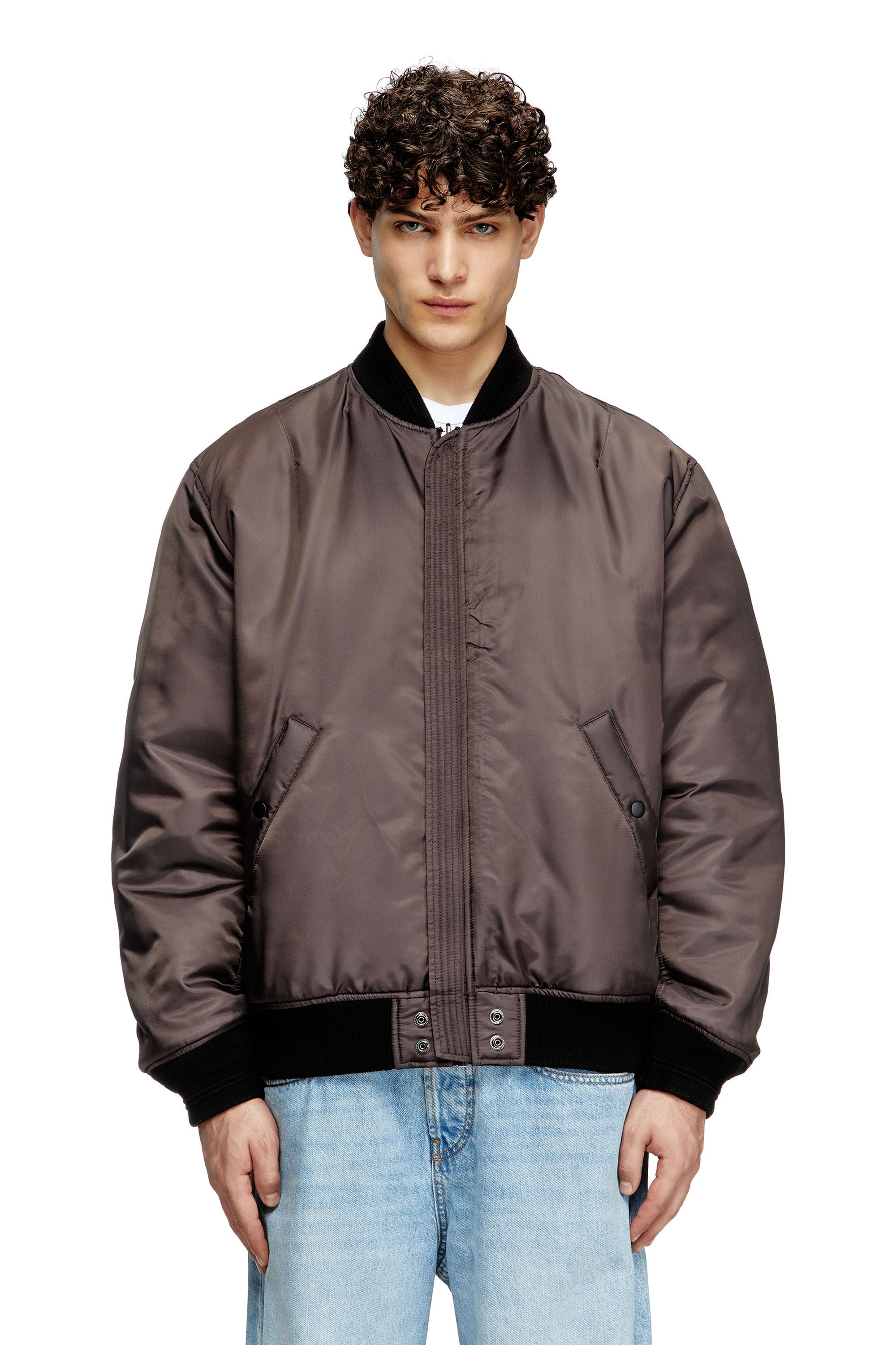 Men's Bomber jacket in padded nylon with Oval D | Black | Diesel LU