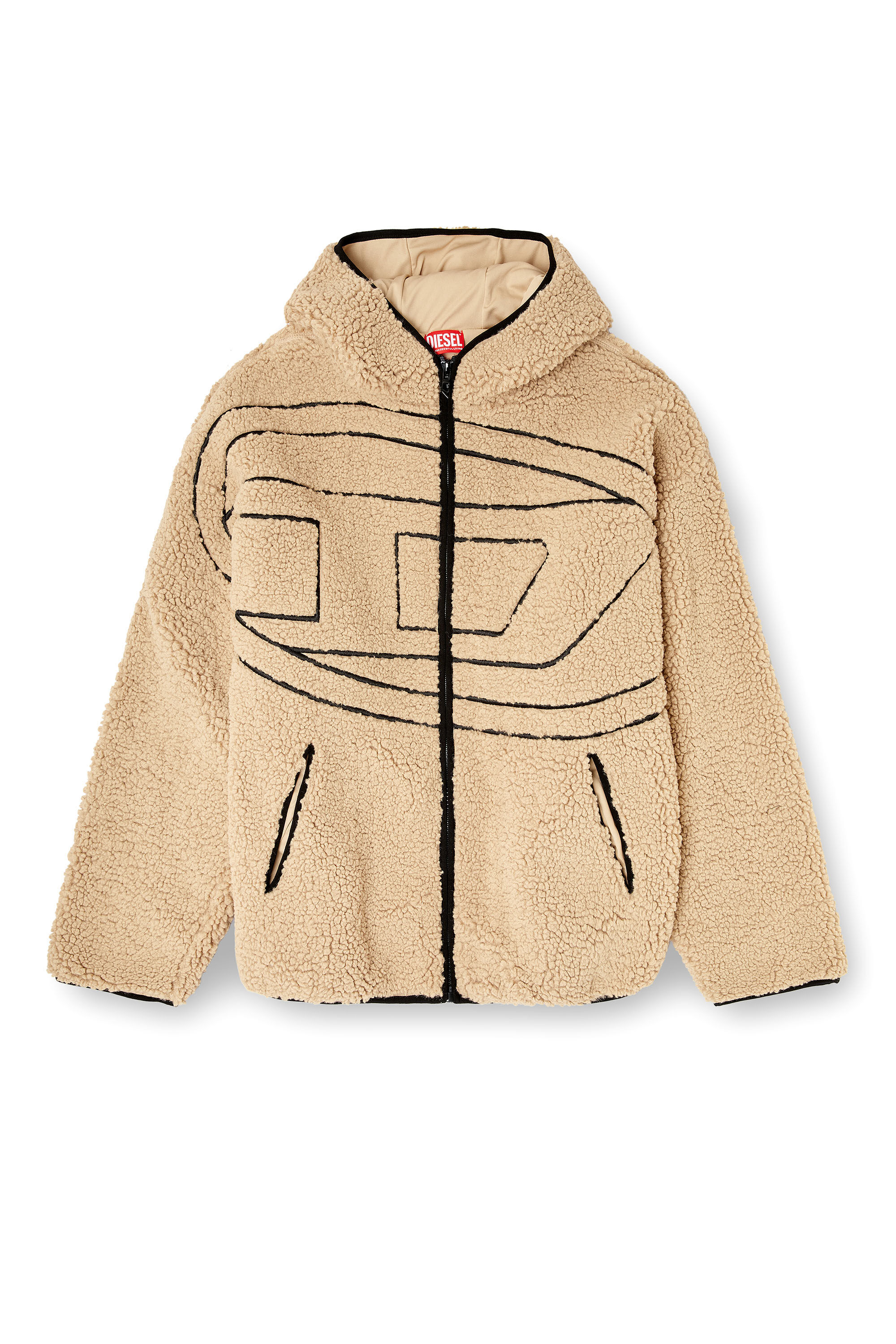 Diesel - S-ZAT, Man's Teddy hoodie sweatshirt in Beige - 2