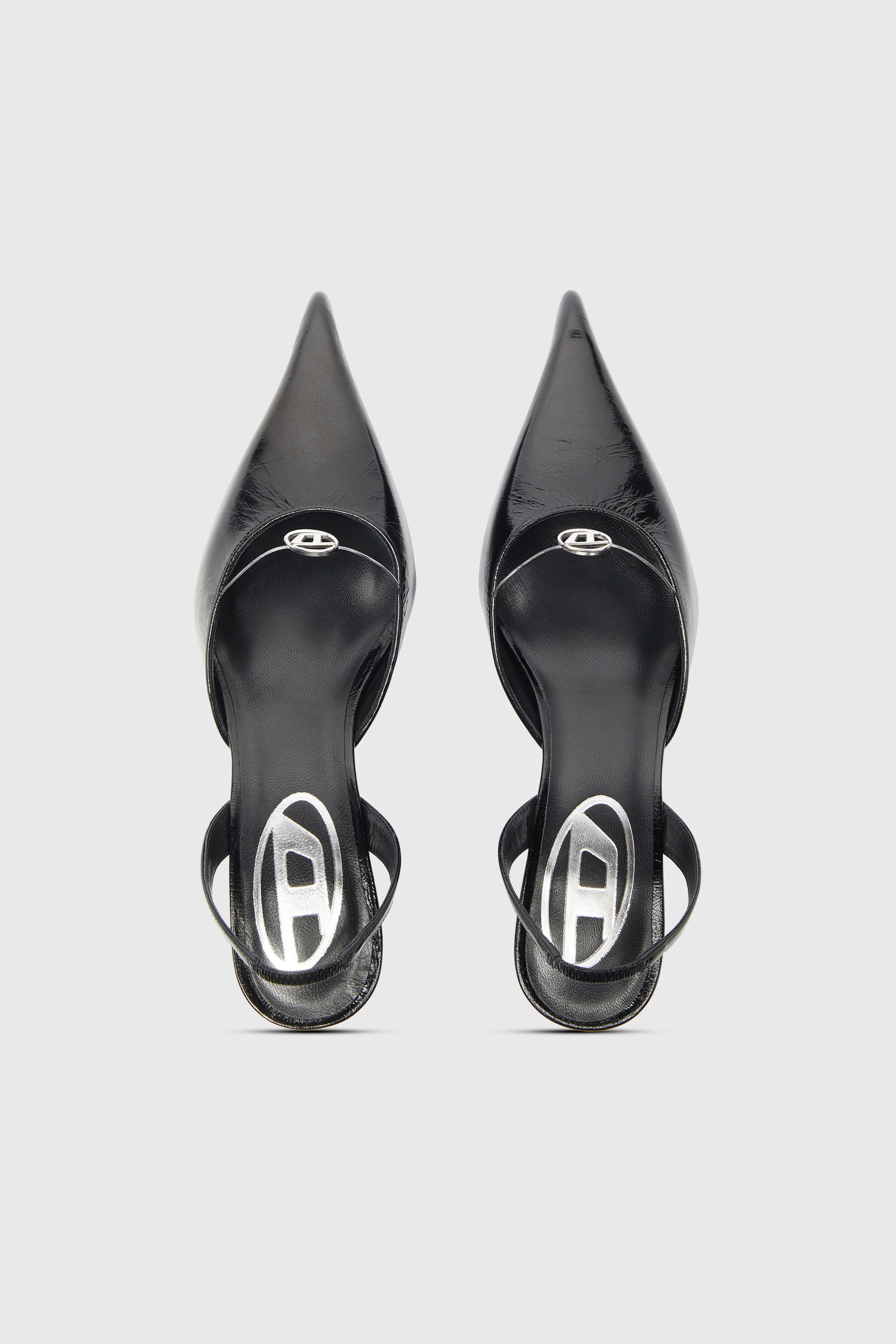Diesel - D-JEWELS 40 D'OR, Woman's D-Jewels - Leather slingbacks with Oval D jewel in Black - 5