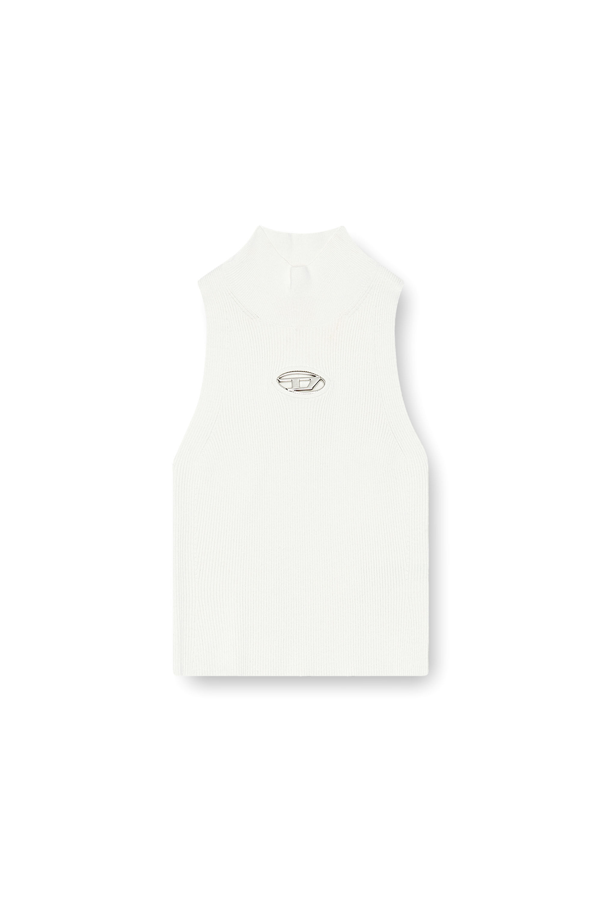DIESEL｜SLEEVELESS (A13020 0DLAX 100) Women's Ribbed-knit turtleneck top | White | Diesel