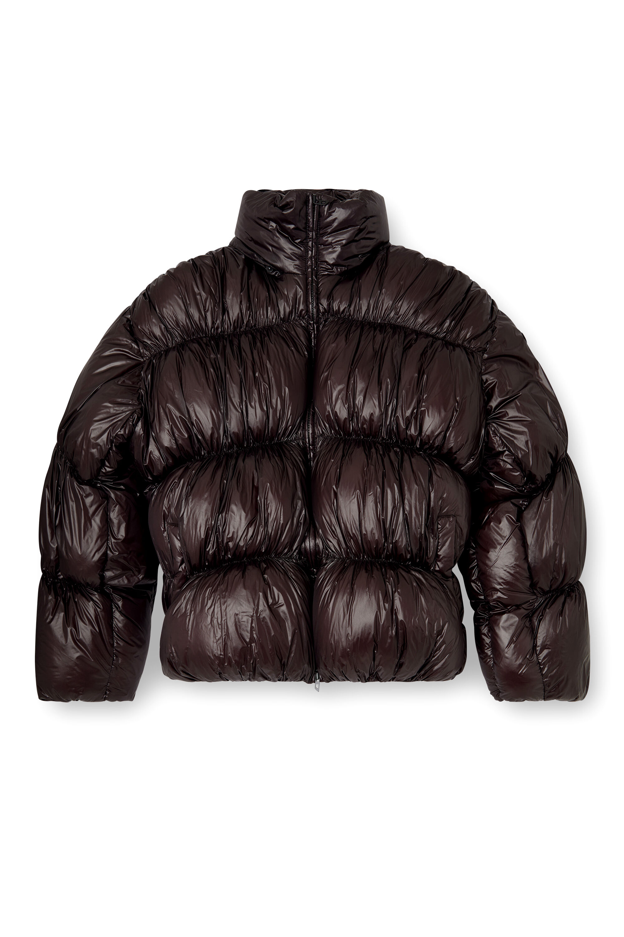 Diesel - W-CHOCO, Man's Hooded down jacket with bubble effect in Black - 2