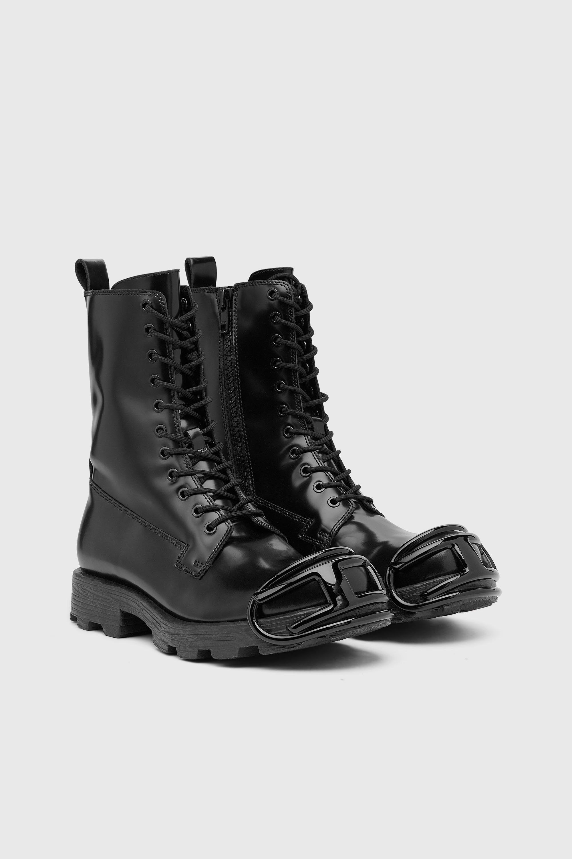 Men's D-Hammer-Leather boots with oval D toe guard | Black | Diesel LU
