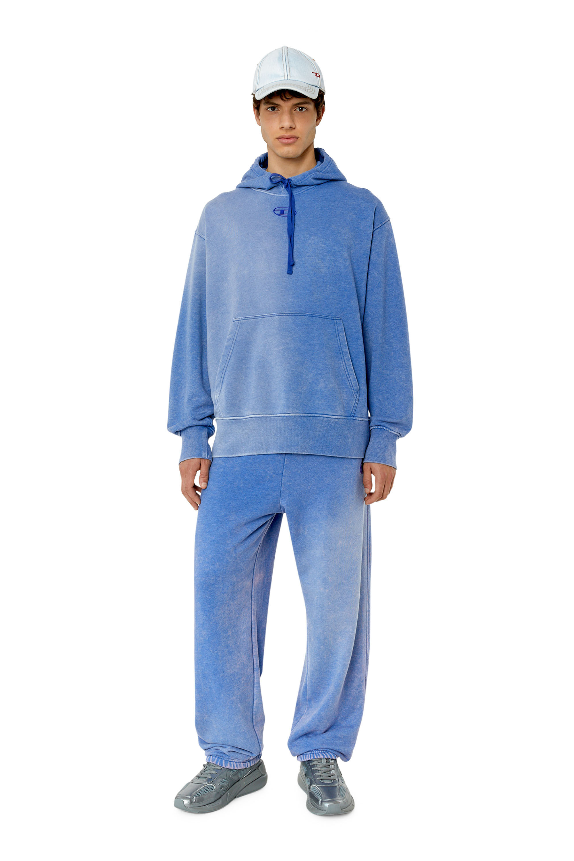 Diesel - P-MARKY, Man's Track pants with whitened treatment in Light Blue - 1