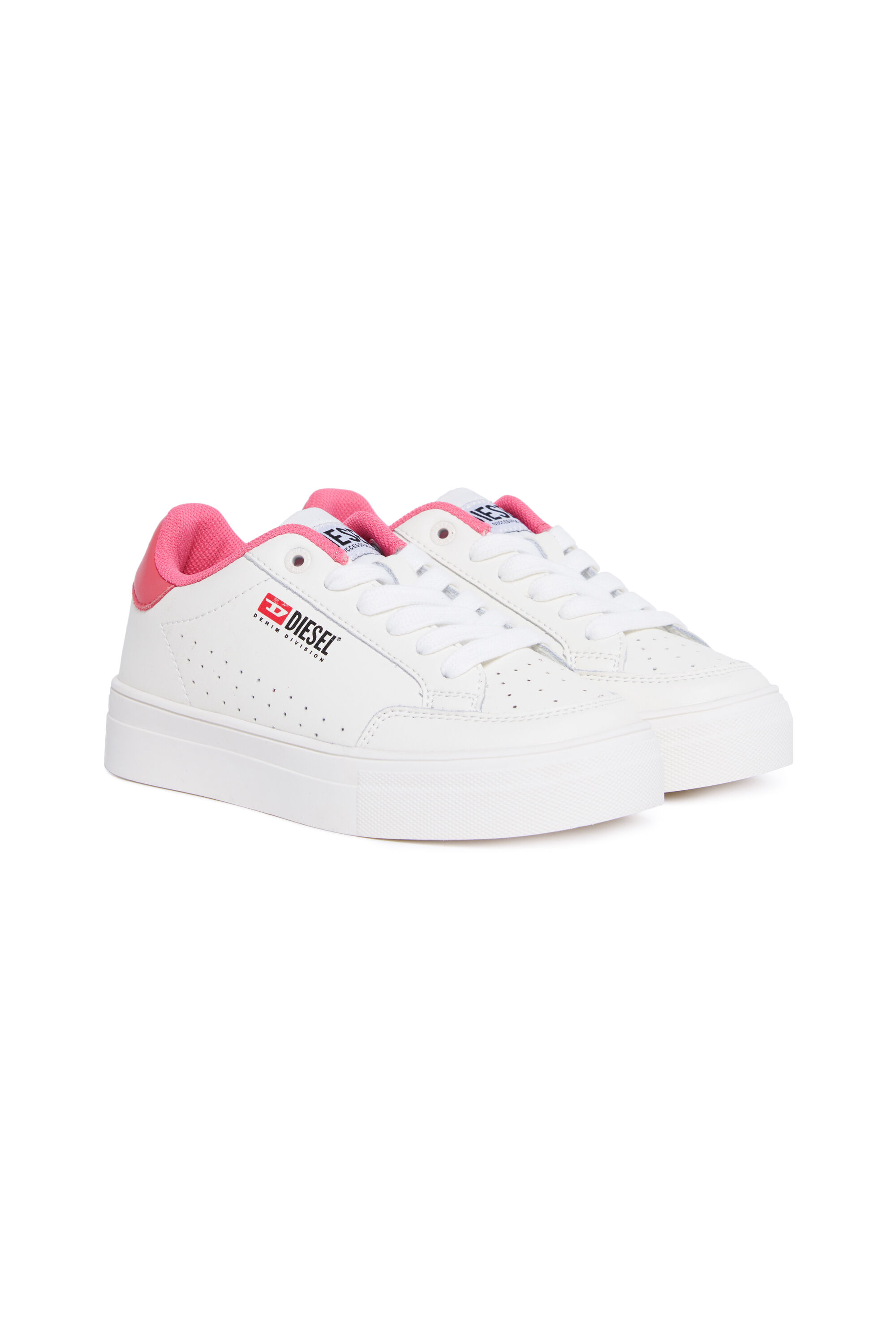 Diesel - S-VANEELA VTG, Unisex's Sneakers in perforated leather in White/Pink - 2