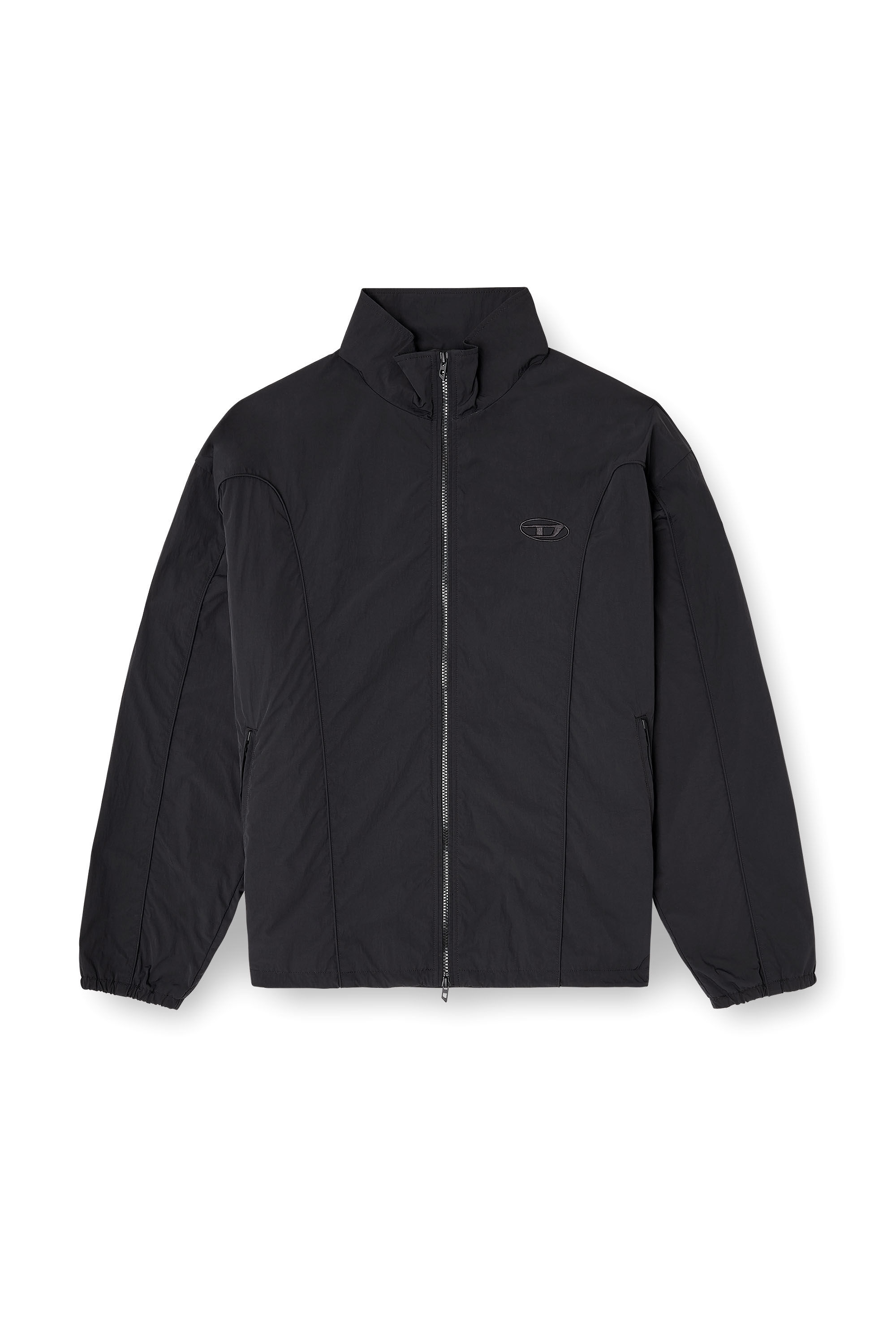 Diesel - J-FIVE-WRD-AKAD, Man's Crinkled-nylon jacket with piping in Black - 2