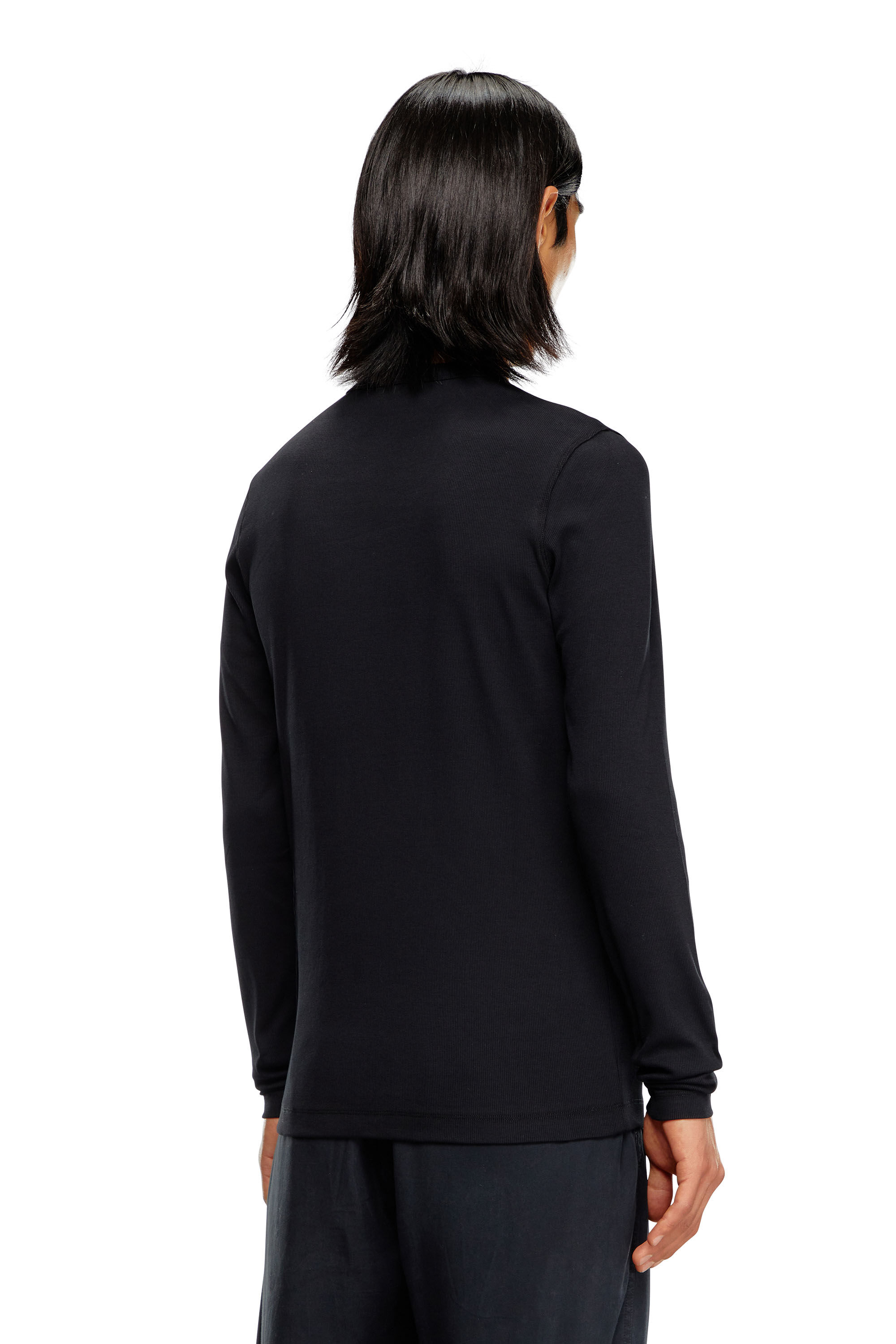 Men's Long-sleeve T-shirt with D patch | Black | Diesel Men's Long-sleeve T-shirt with D patch | Black | Diesel