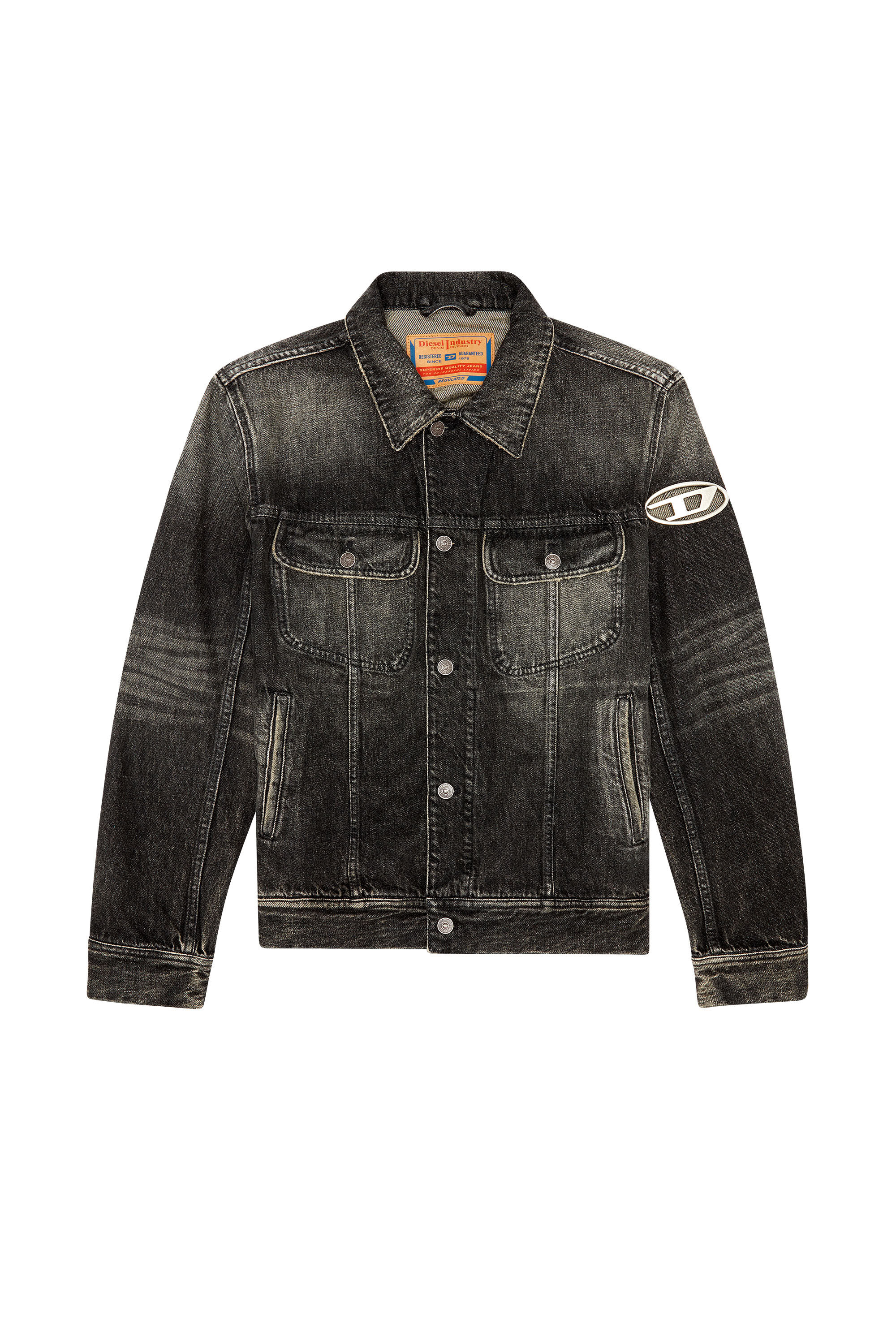 Diesel - D-BARCY-S2, Man Regular-fit trucker jacket with cut-out logo in Black - Image 2