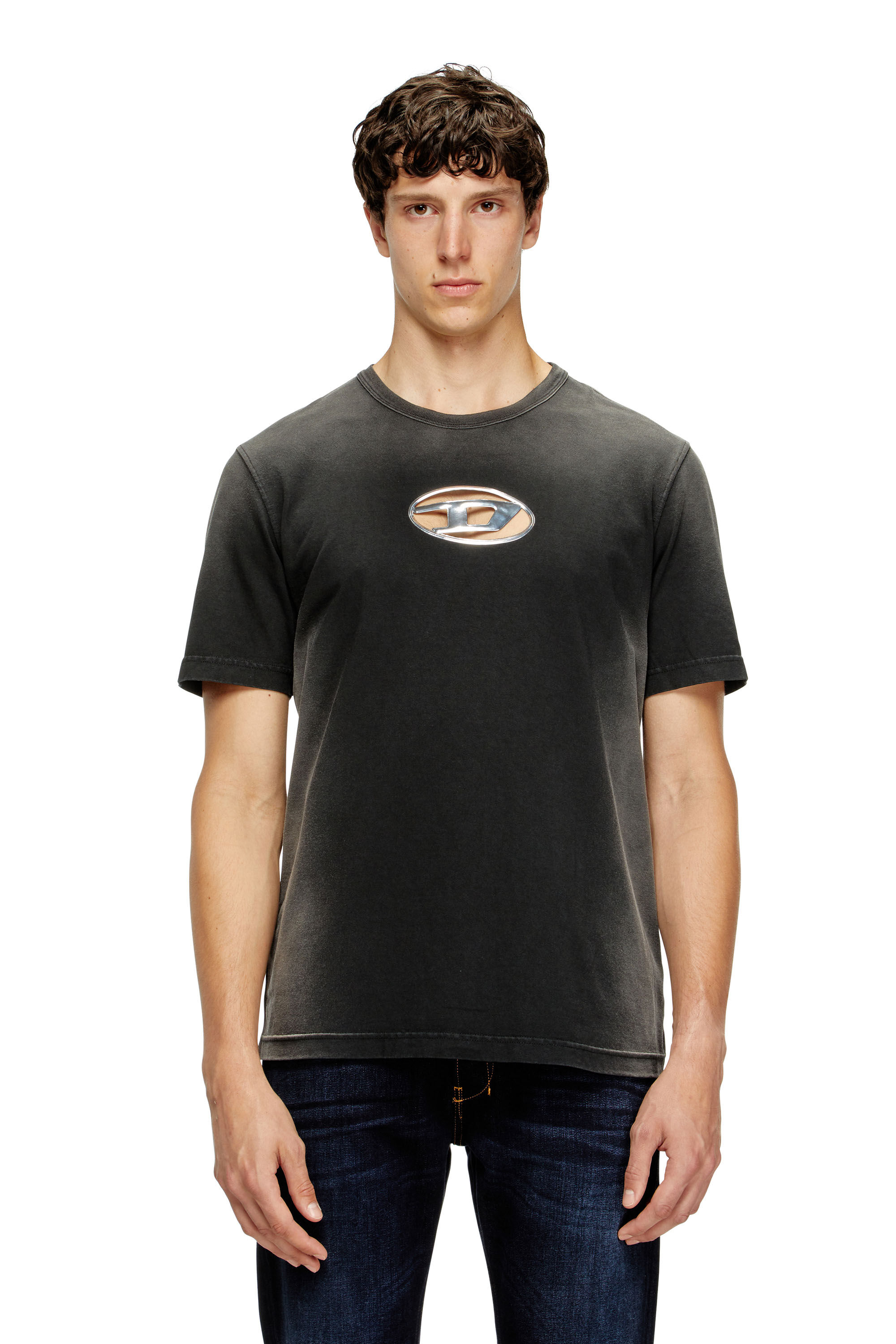 ★ドイツ発*DIESEL*新作*Oval D Tシャツ/FADED★ Diesel Faded T-shirt with cut-out Oval D logo - T-Shirts