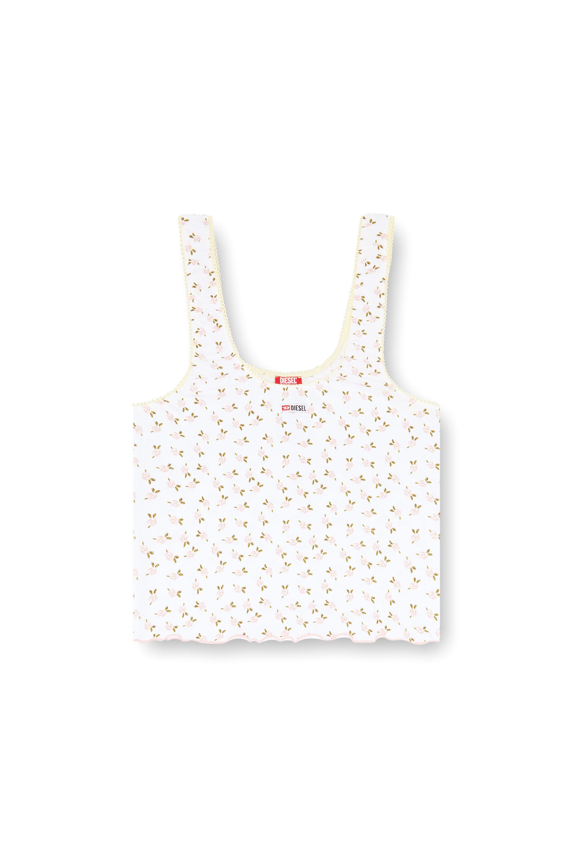 Diesel - GEORGIE-D-CORE, Woman's Stretch cotton top with floral print in White - 2