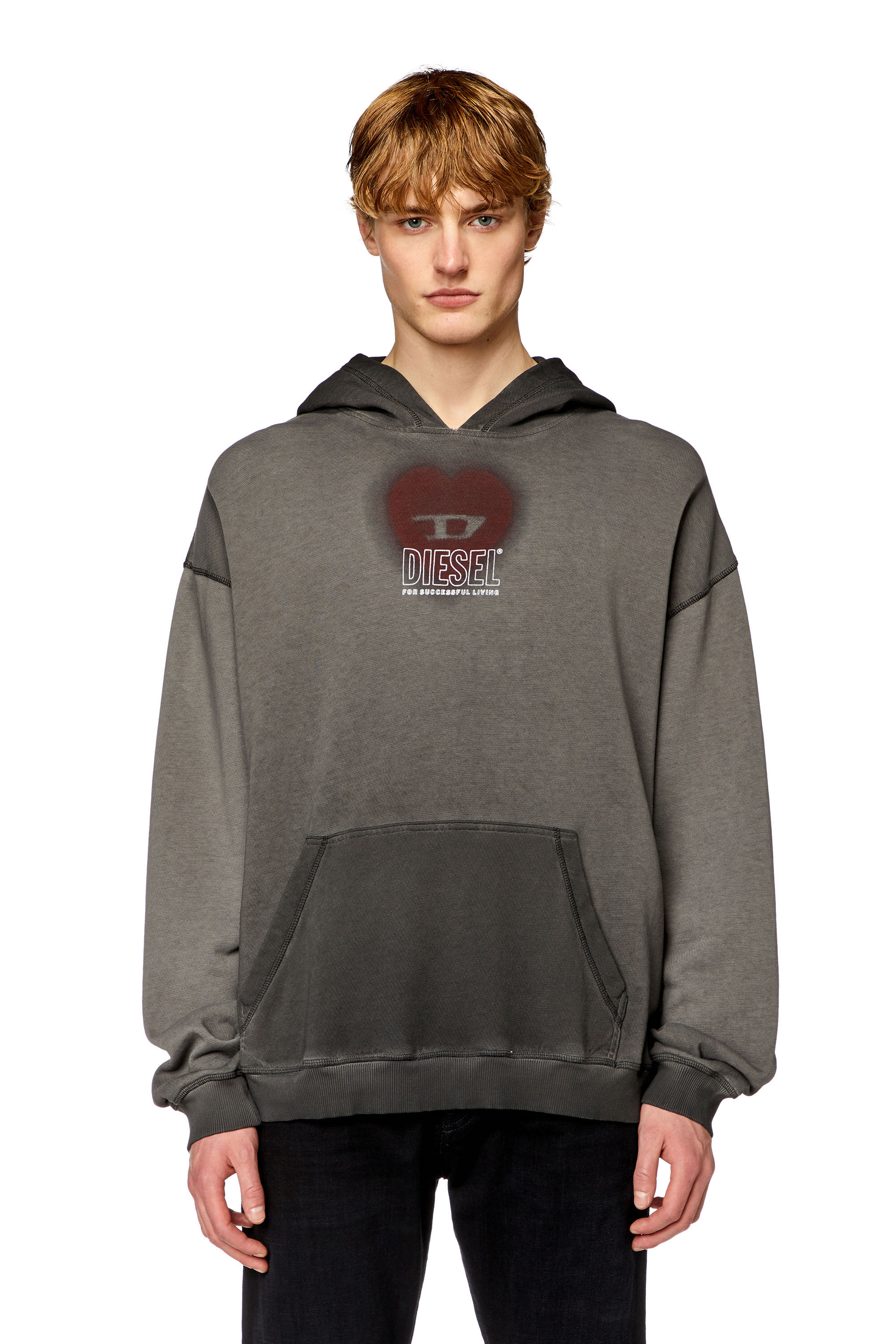 【Anyone more】Ramming Dot See-Through Hood T-Shirt Men's Laser-faded logo T-shirt | Black | Diesel