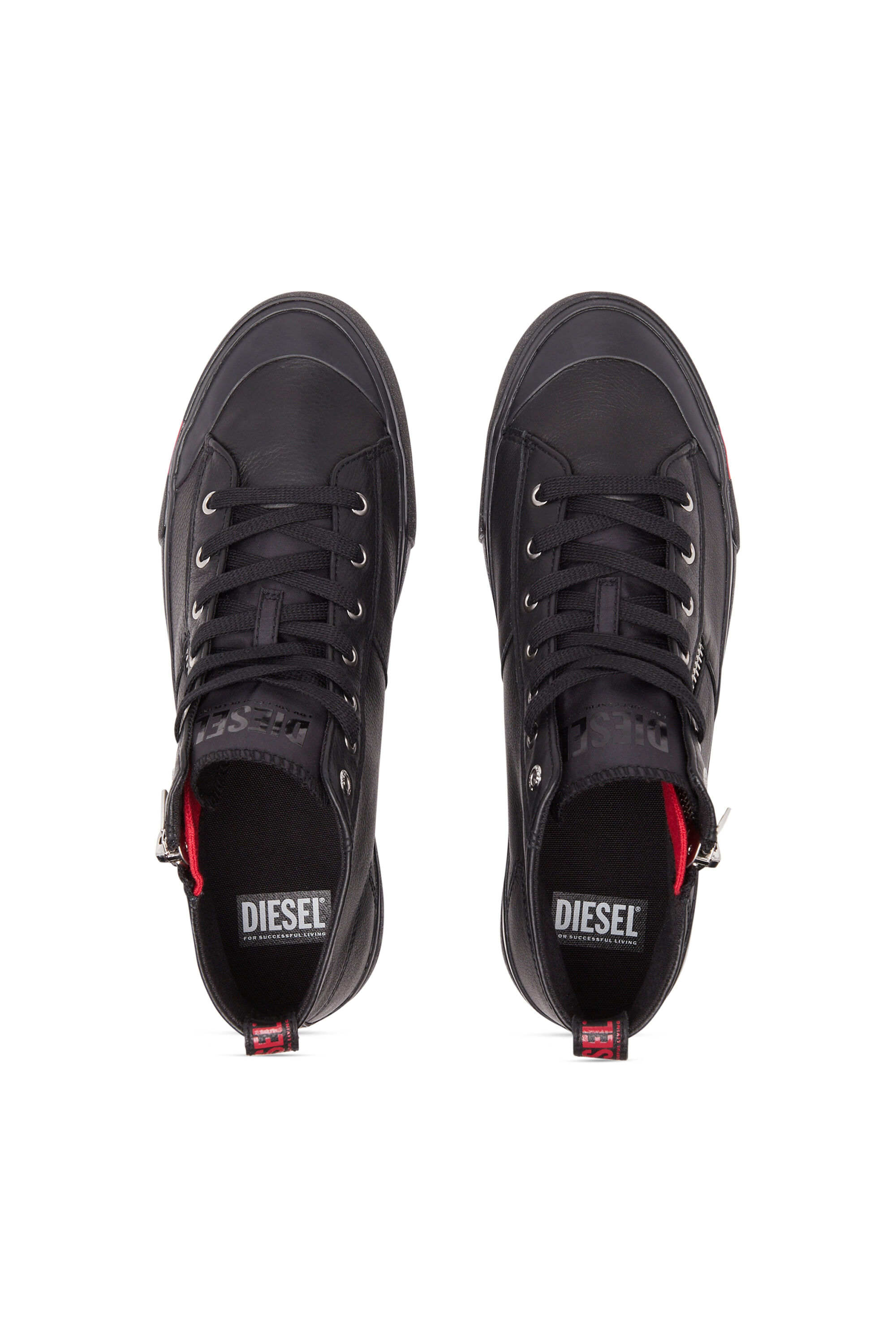 Men s S Athos Zip High top sneakers in premium leather Black Diesel