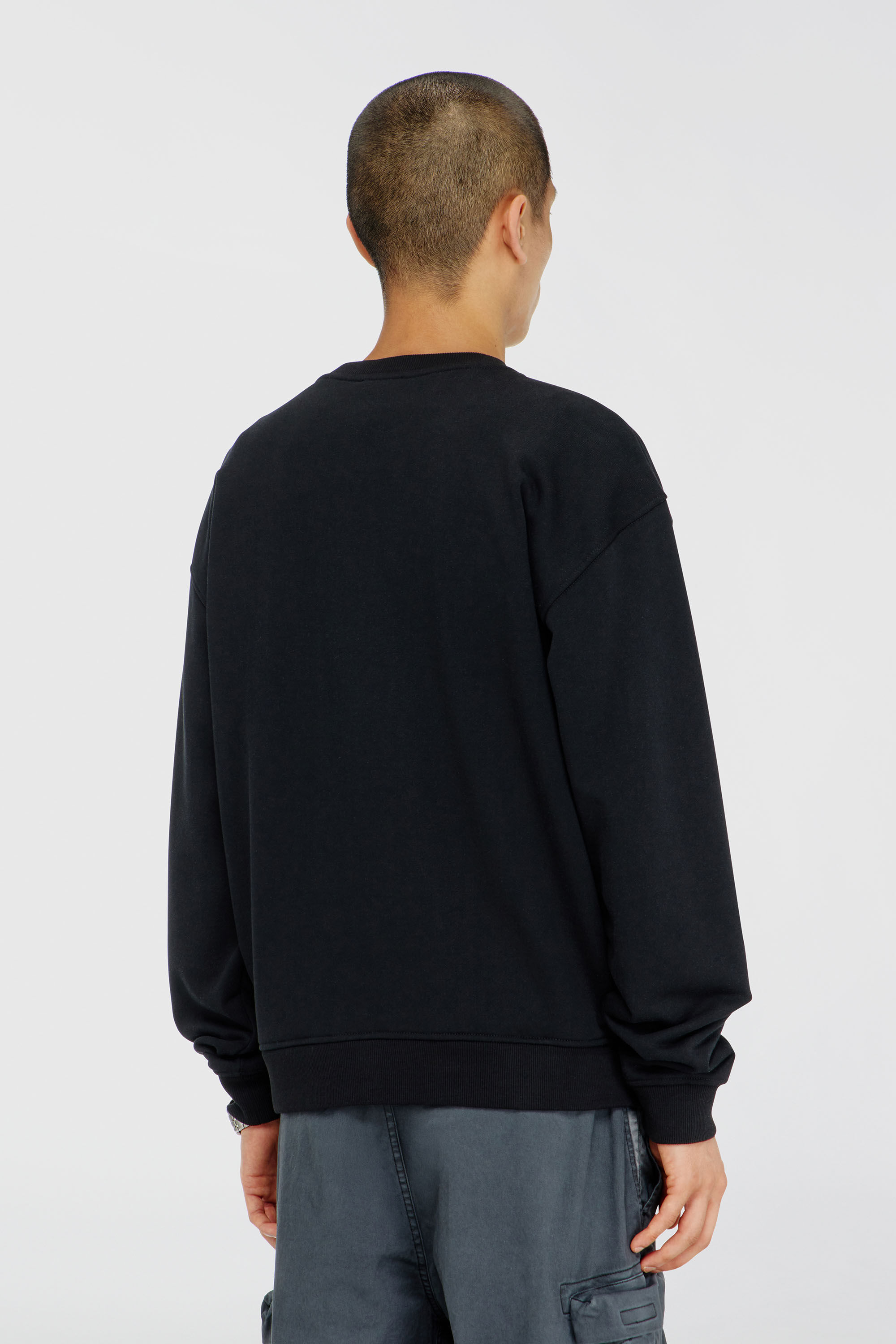 Diesel - S-NORM-AA5, Man's Cotton sweatshirt with micro logo embroidery in Black - 4
