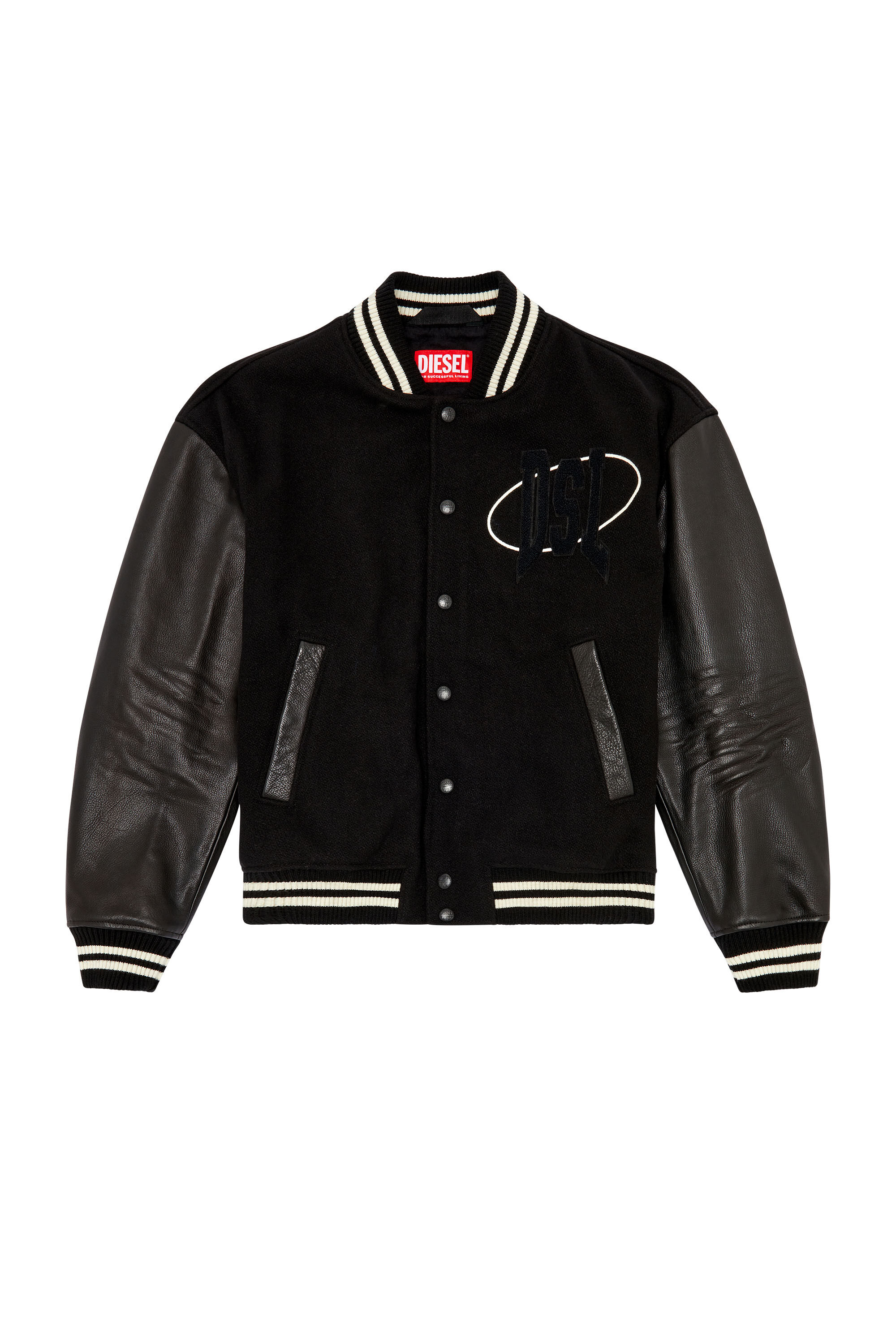 Men s Varsity bomber jacket in wool and leather L FRANZ PATCH Diesel