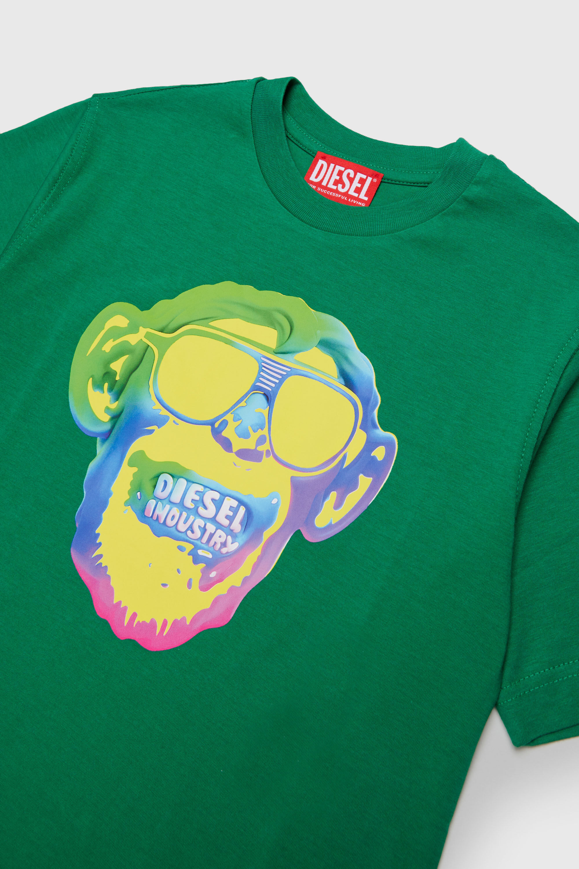 Diesel - TMONKEY OVER, Man's T-shirt with monkey print in Green - 3