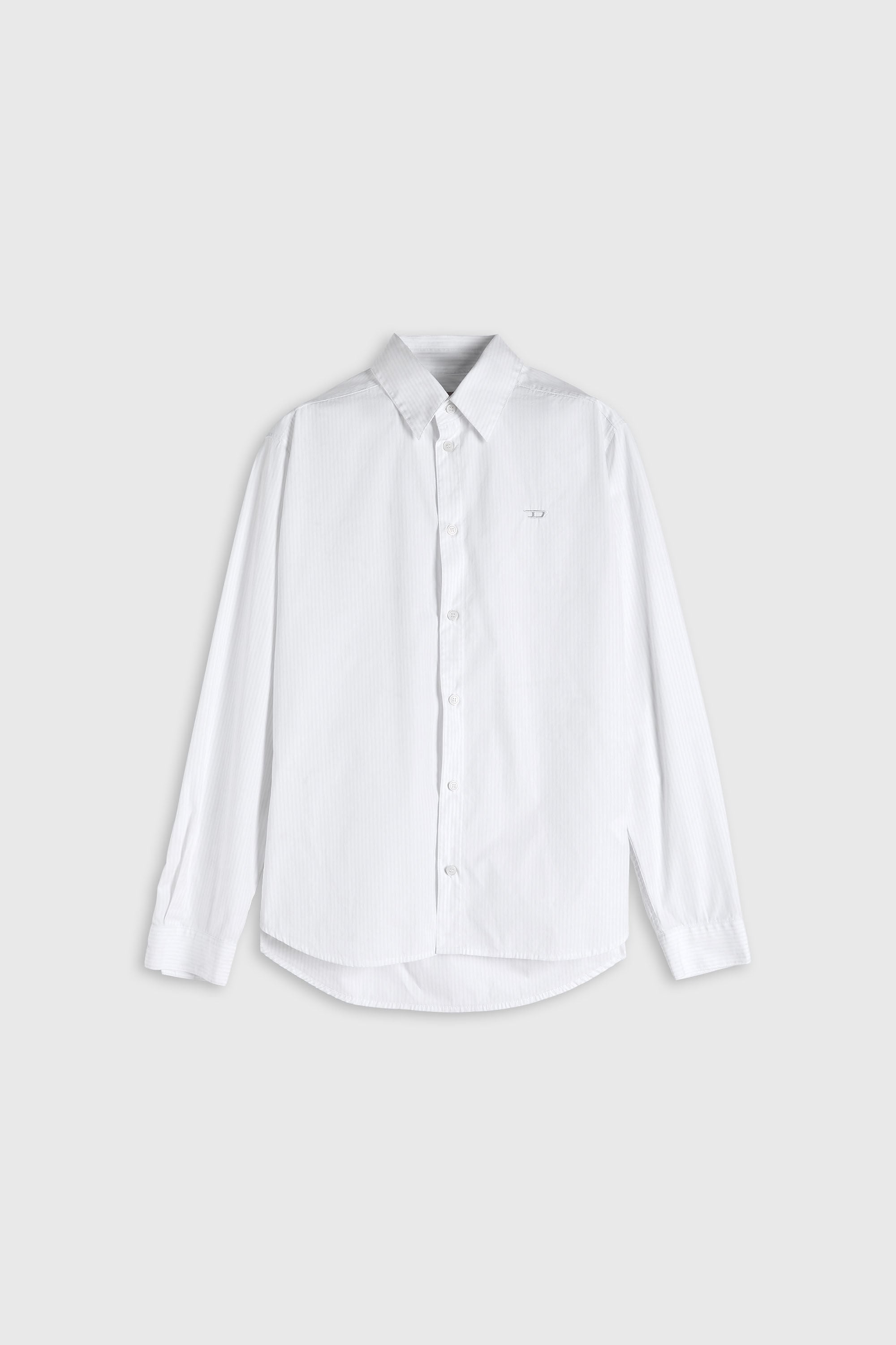 Diesel - S-SIMPLY-NA-DNAN, Man's Striped shirt in cotton with D embroidery in White - 2