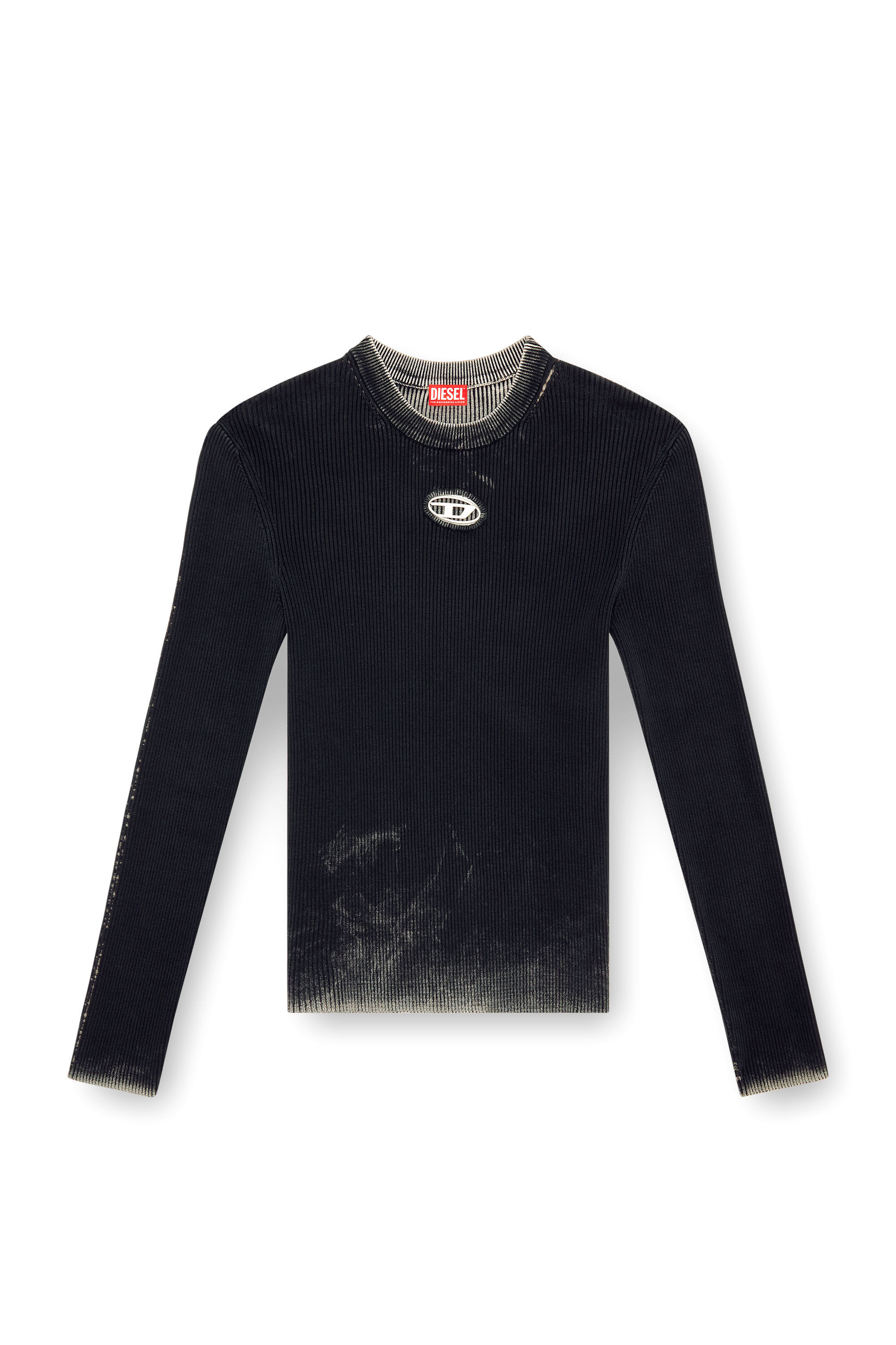 Diesel - K-DARIN-A, Man's Cut-out jumper with Oval D in Black - 2