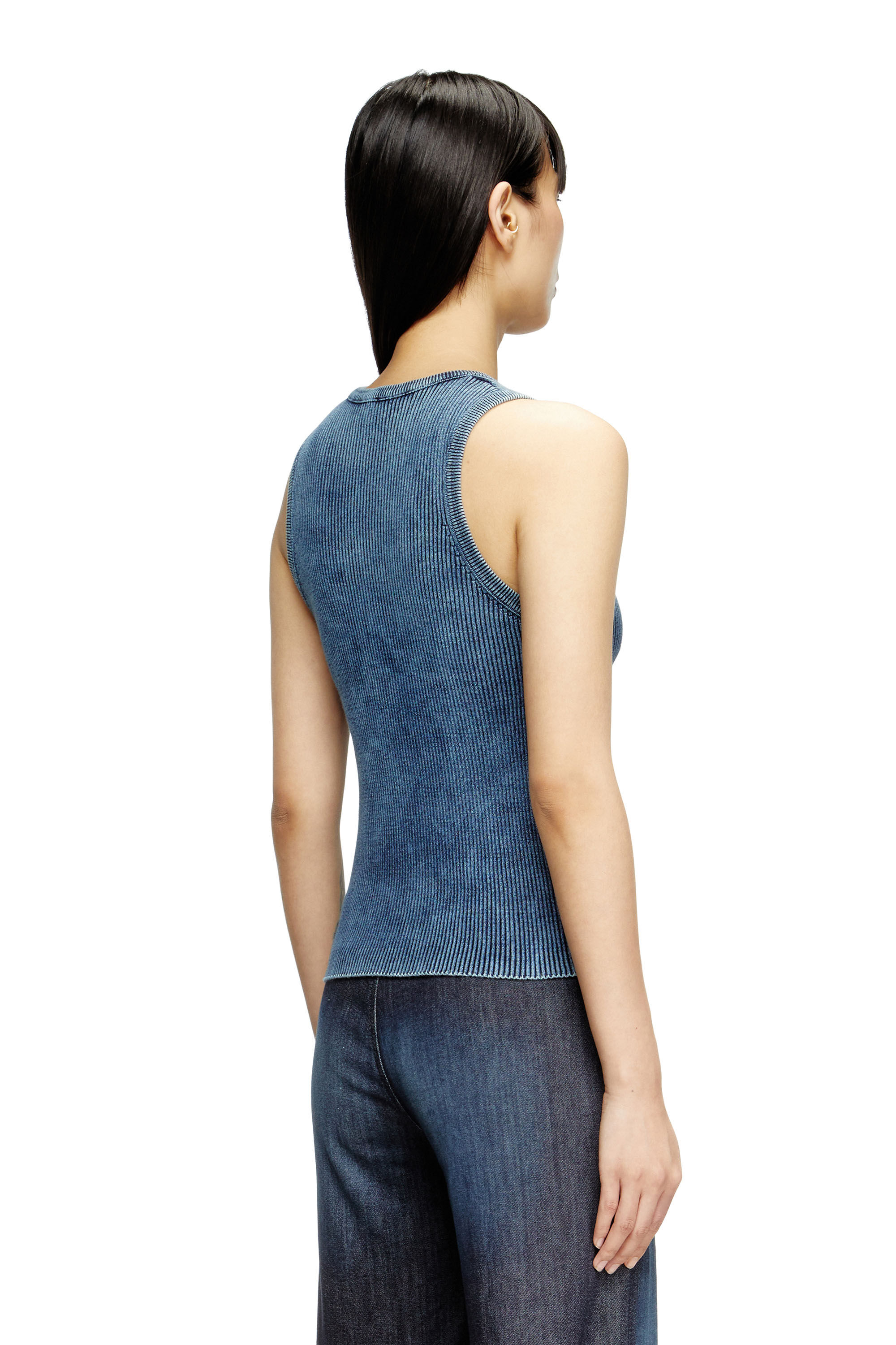 Women's Rib-knit tank top with Oval D | Blue | Diesel